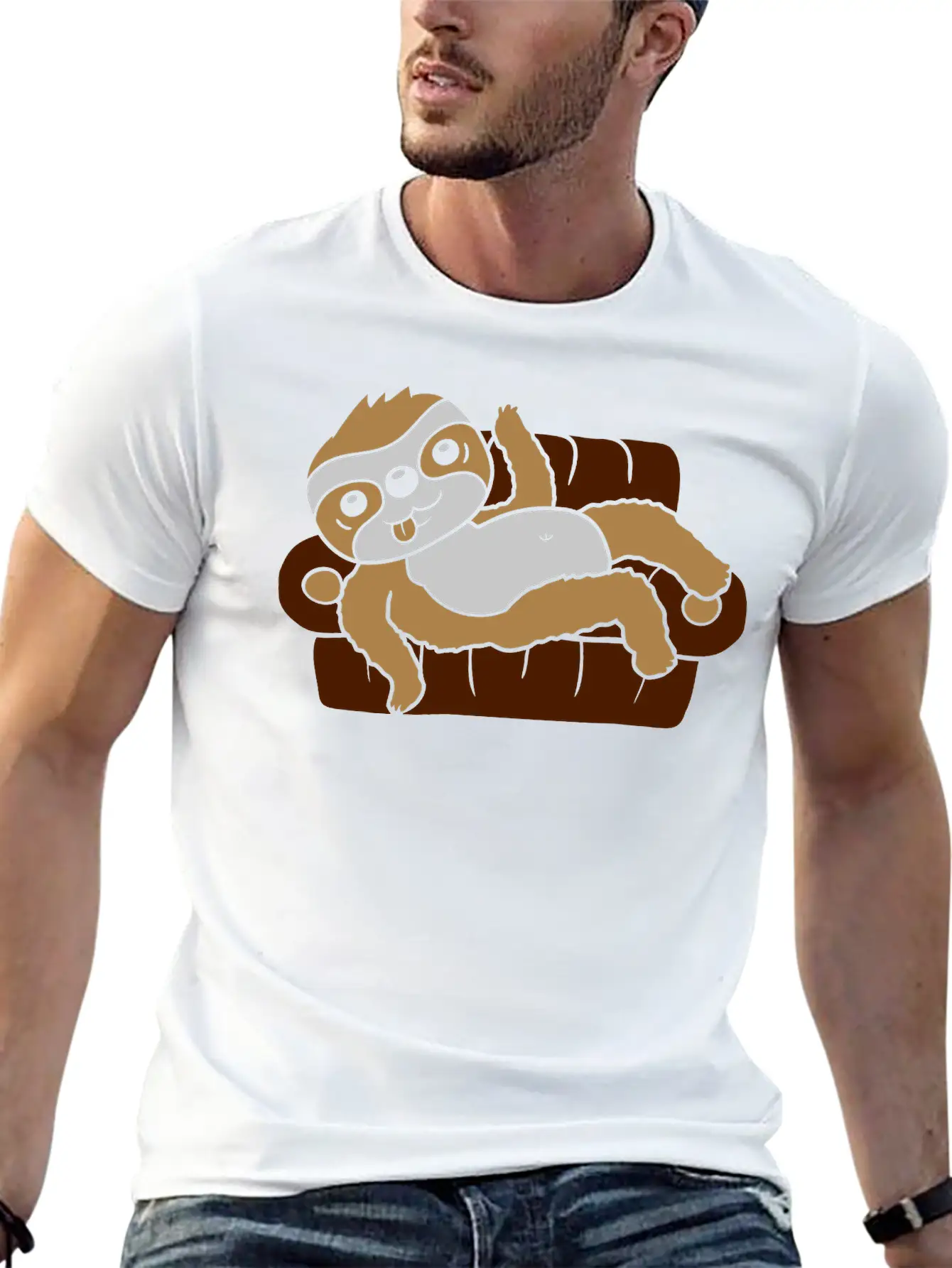 Sloth Home Chill Sofa Stylish Everyday T-Shirt – Unisex Basic Cotton Tee