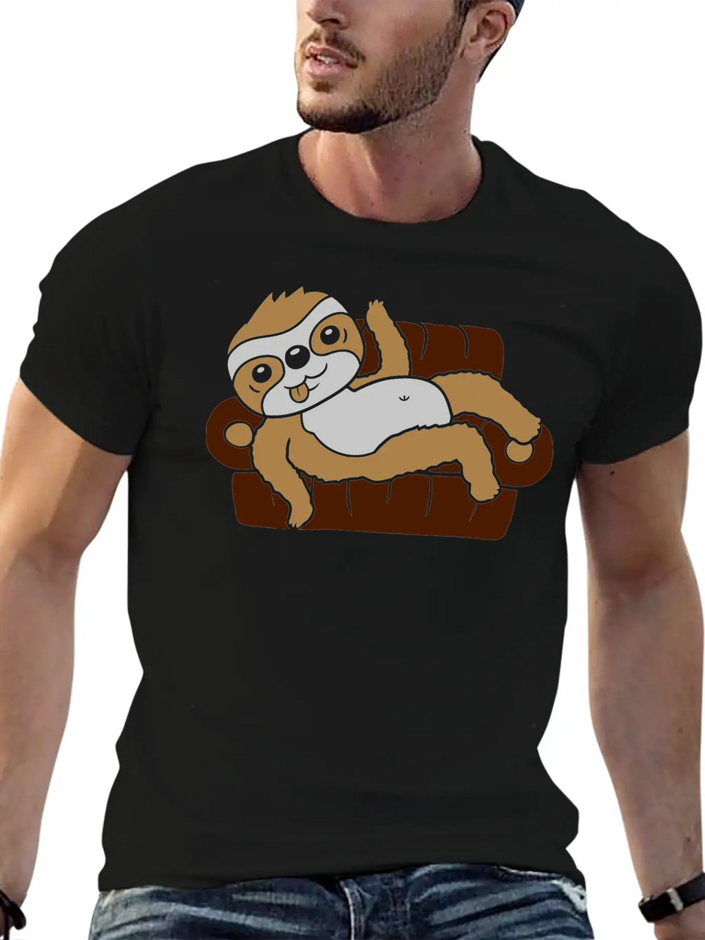 Sloth Home Chill Sofa Stylish Everyday T-Shirt – Unisex Basic Cotton Tee