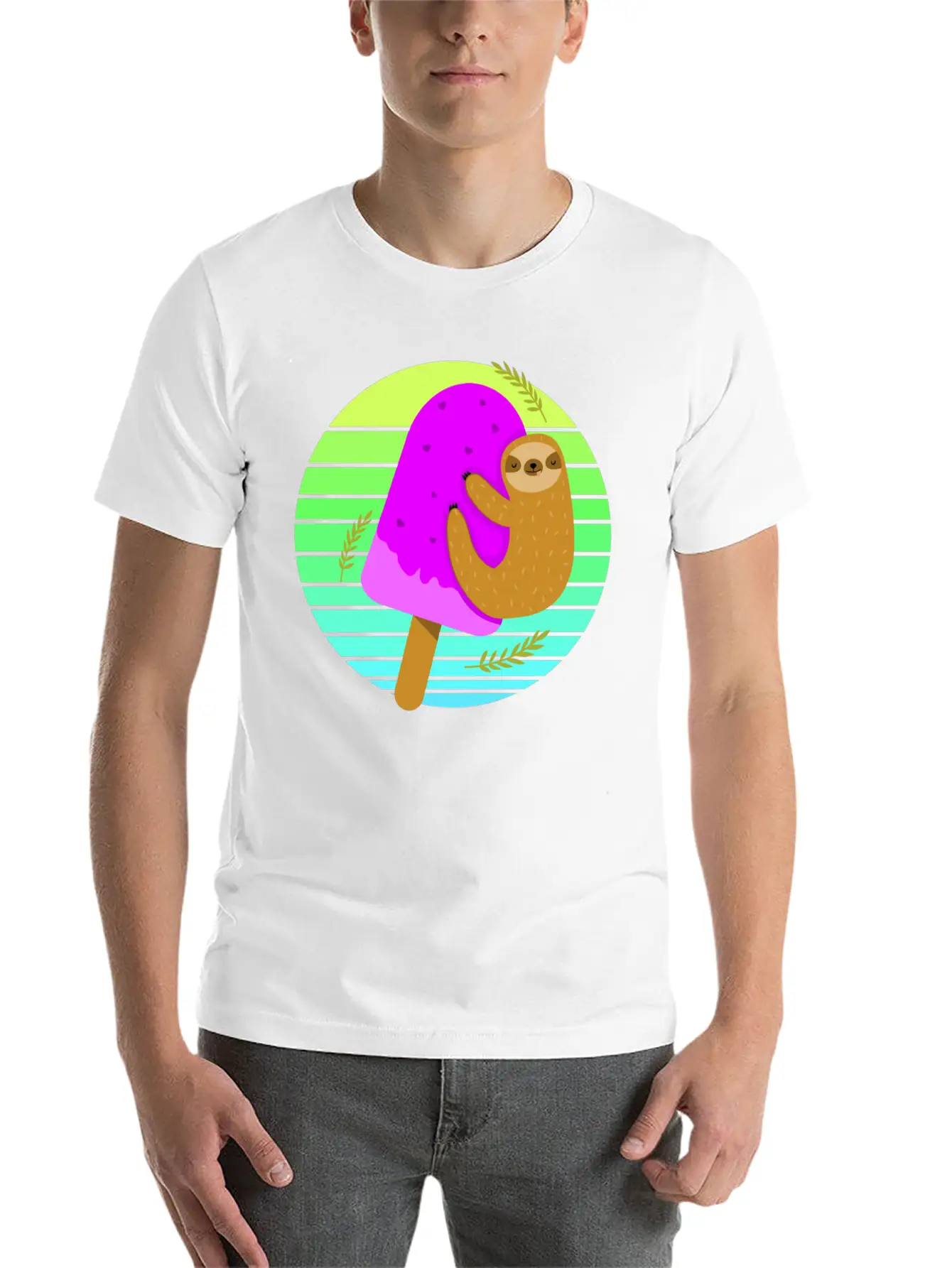Sloth Ice Sunset Unisex Casual T-Shirt – Clean Design For Daily Comfort