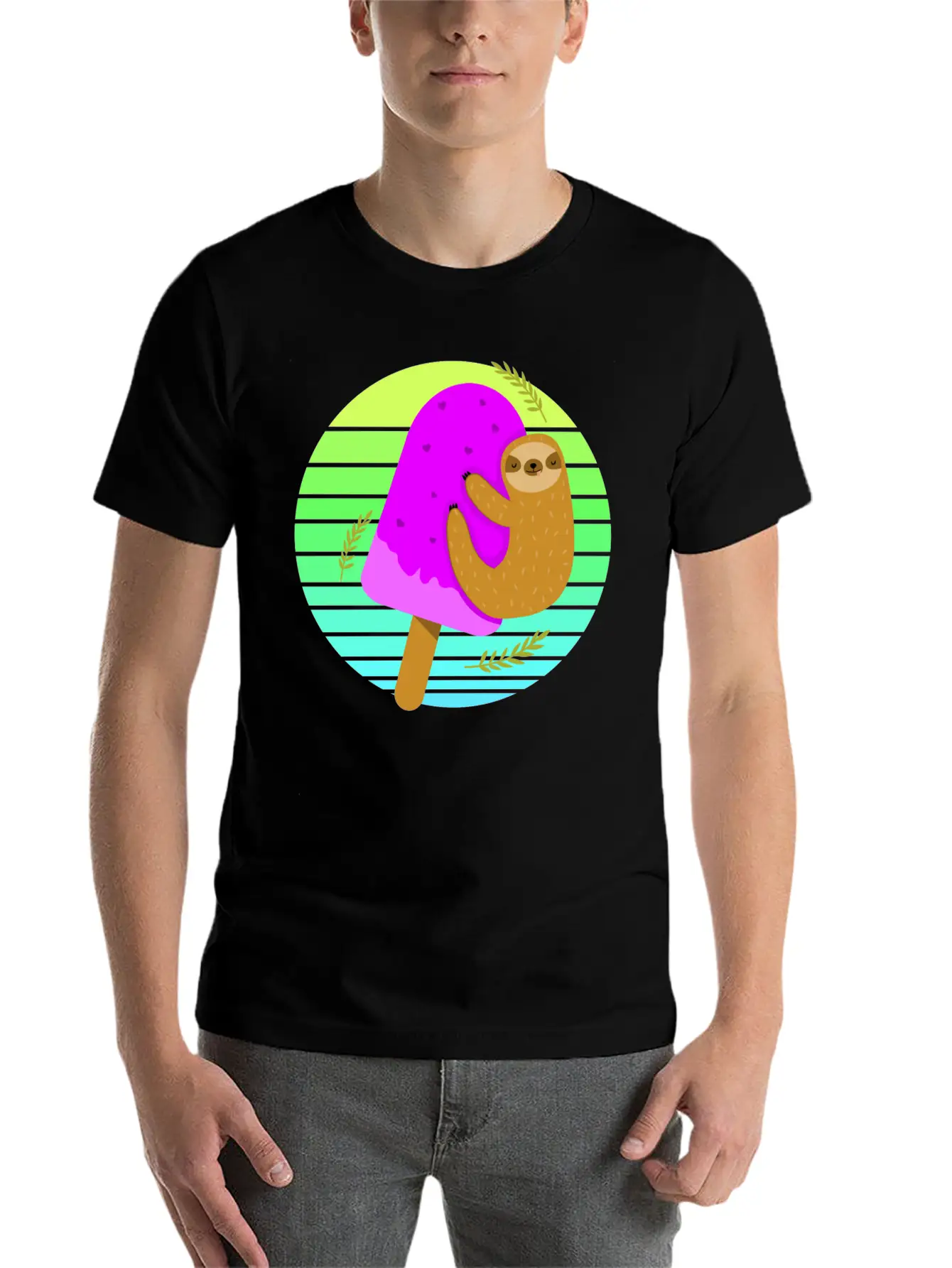 Sloth Ice Sunset Unisex Casual T-Shirt – Clean Design For Daily Comfort