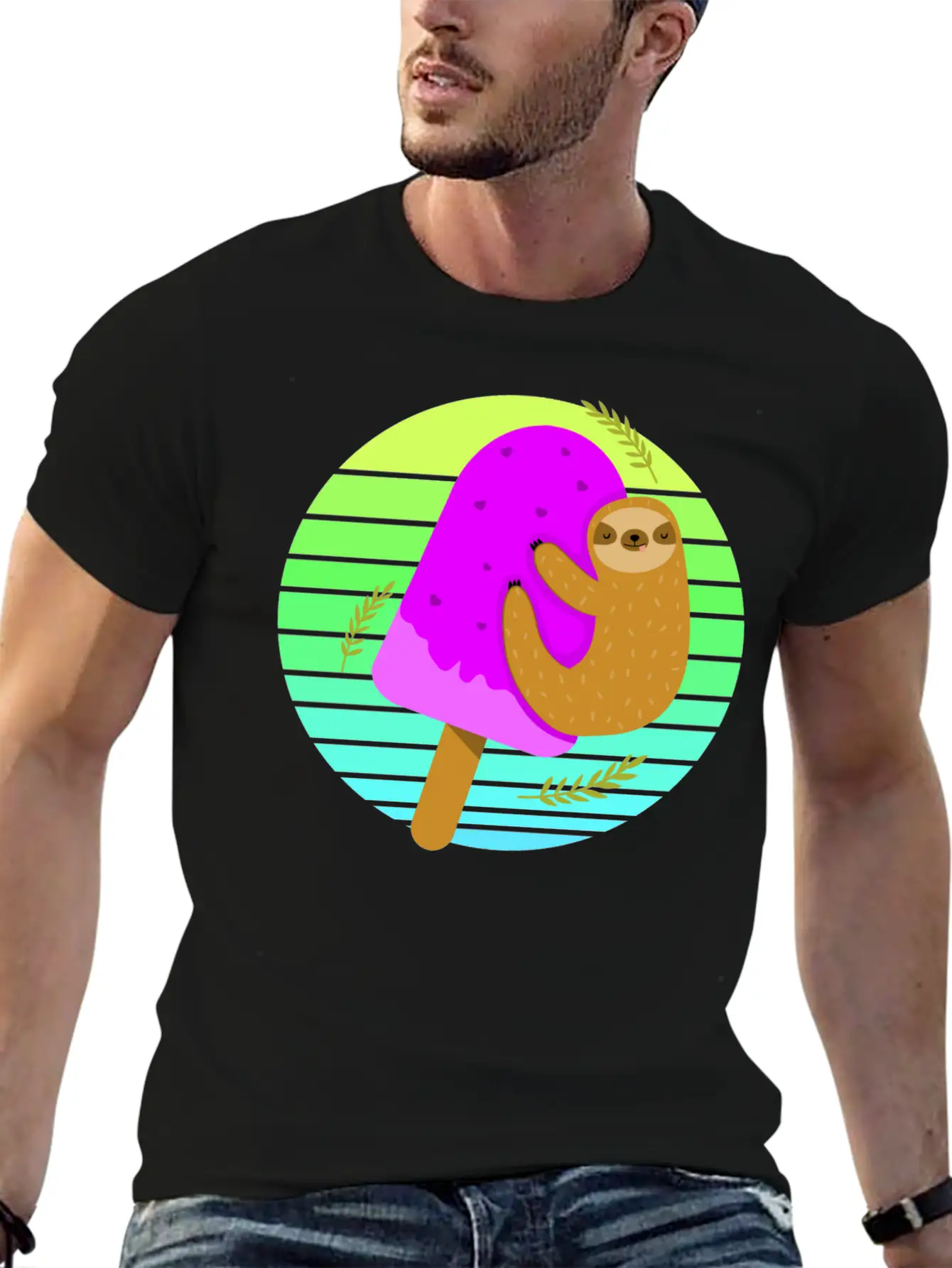 Sloth Ice Sunset Unisex Casual T-Shirt – Clean Design For Daily Comfort