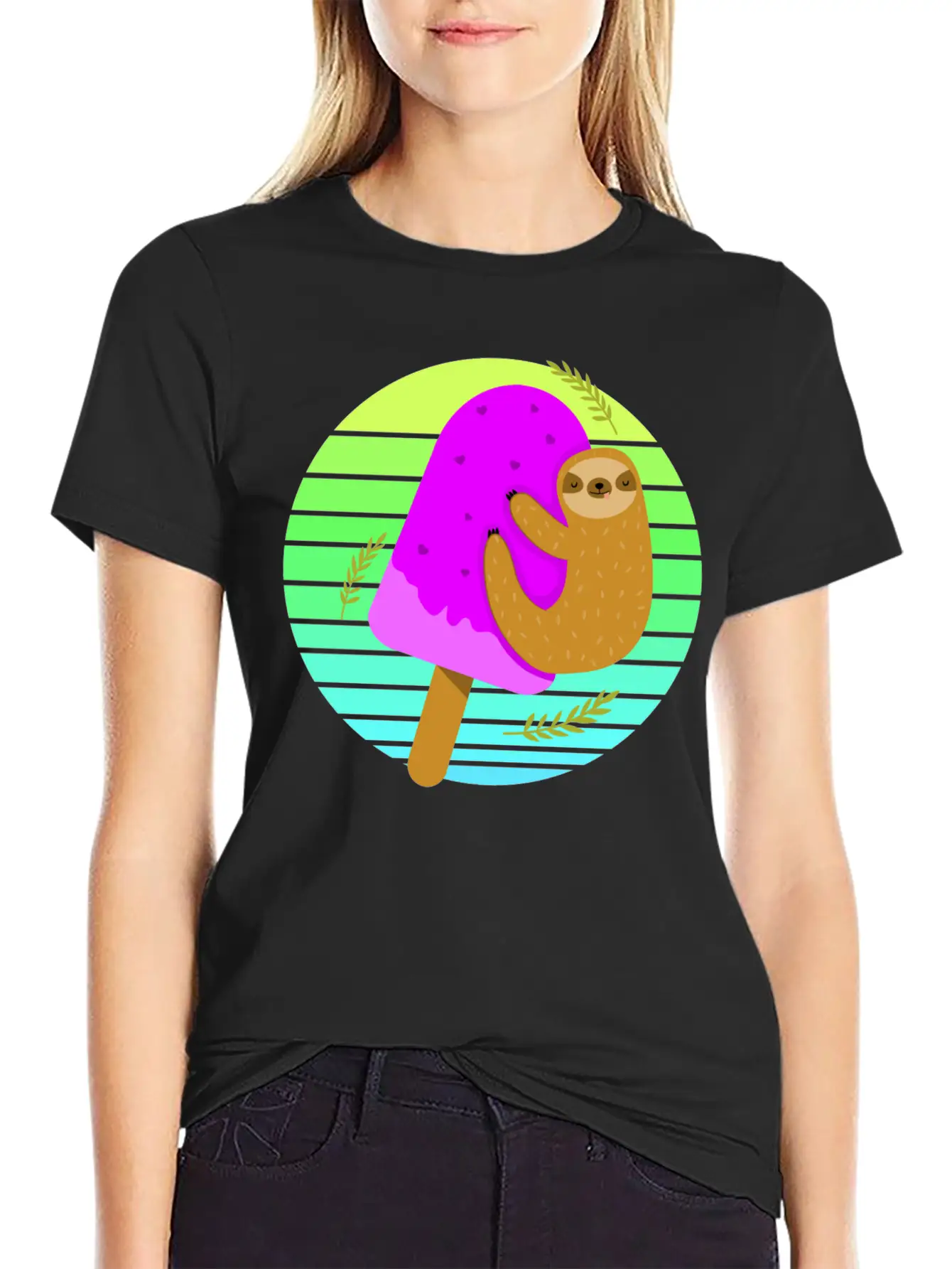 Sloth Ice Sunset Unisex Casual T-Shirt – Clean Design For Daily Comfort