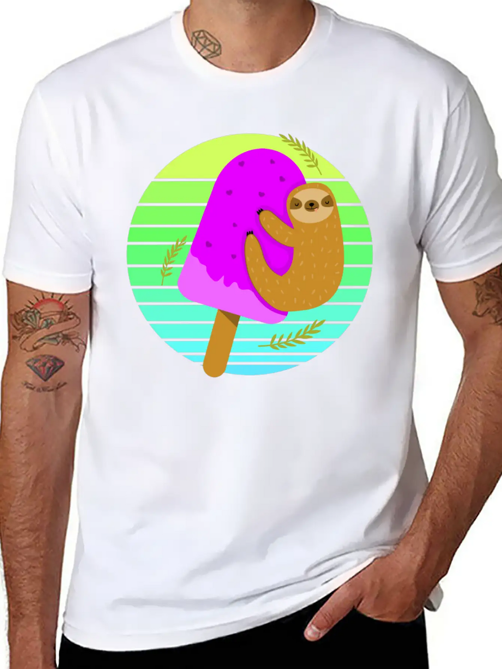 Sloth Ice Sunset Unisex Casual T-Shirt – Clean Design For Daily Comfort