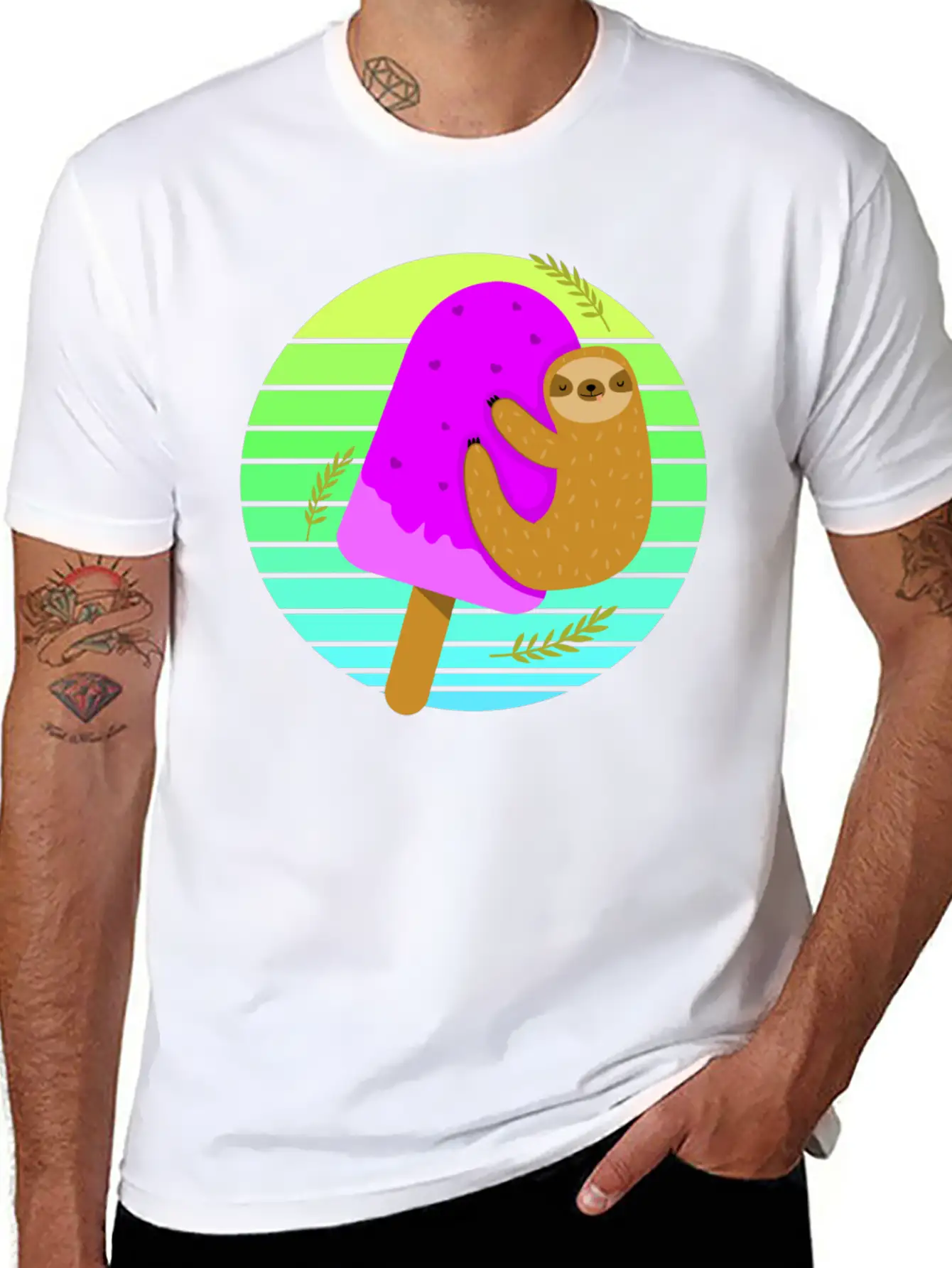 Sloth Ice Sunset Unisex Casual T-Shirt – Clean Design For Daily Comfort