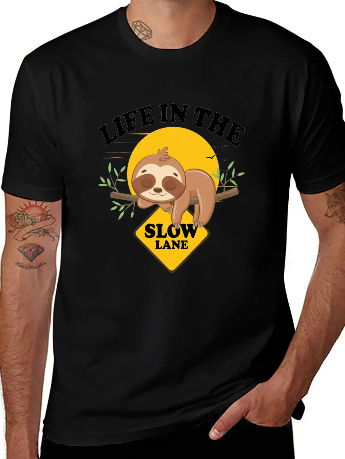 Sloth Life In The Slow Lane Funny Sloth Unisex Casual T-Shirt – Clean Design For Daily Comfort