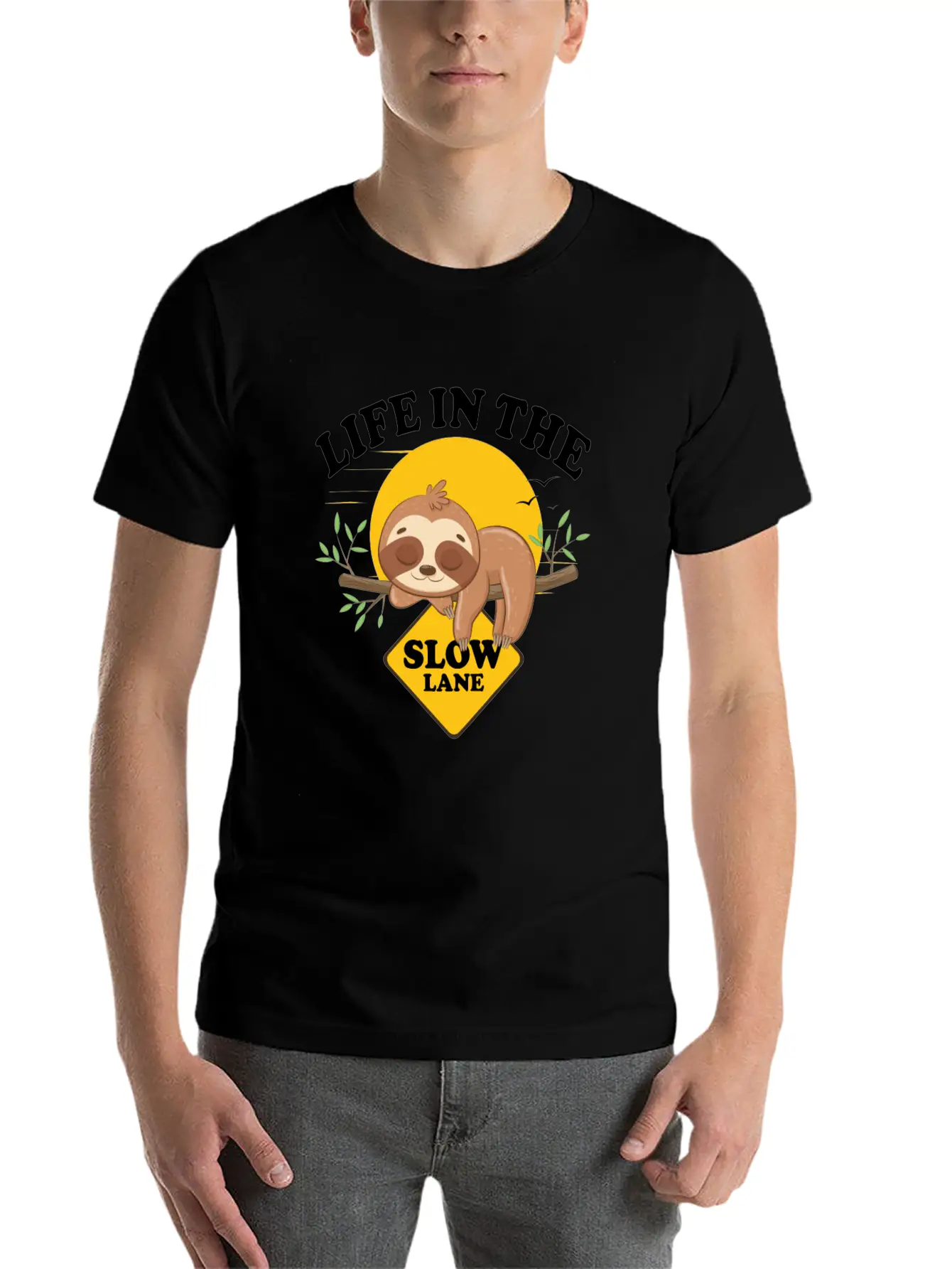 Sloth Life In The Slow Lane Funny Sloth Unisex Casual T-Shirt – Clean Design For Daily Comfort