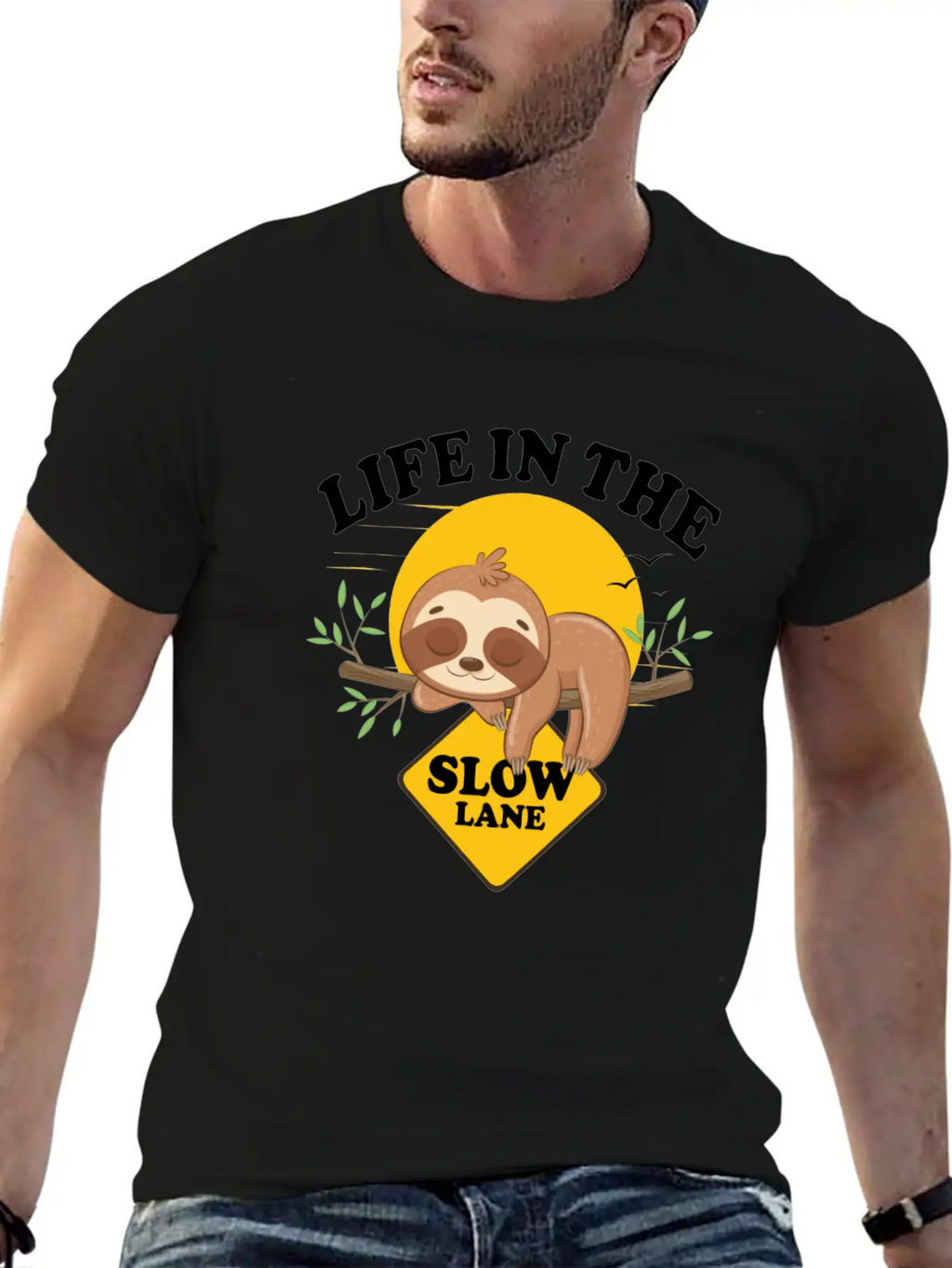 Sloth Life In The Slow Lane Funny Sloth Unisex Casual T-Shirt – Clean Design For Daily Comfort