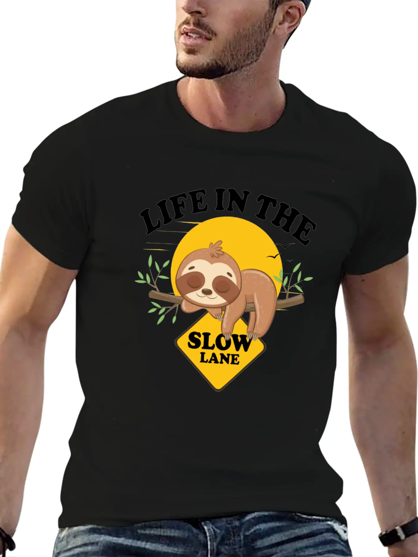 Sloth Life In The Slow Lane Funny Sloth Unisex Casual T-Shirt – Clean Design For Daily Comfort