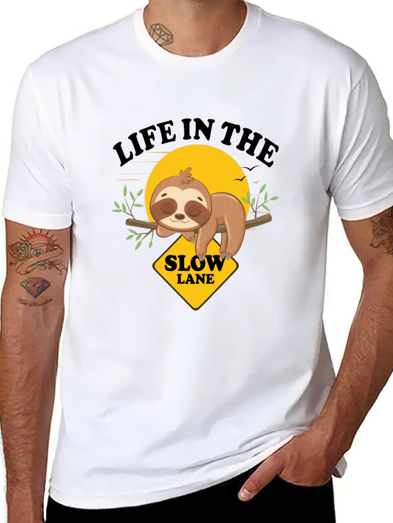 Sloth Life In The Slow Lane Funny Sloth Unisex Casual T-Shirt – Clean Design For Daily Comfort
