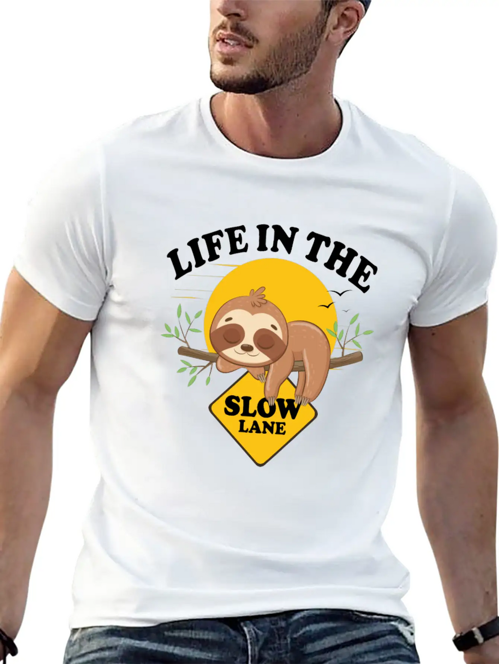 Sloth Life In The Slow Lane Funny Sloth Unisex Casual T-Shirt – Clean Design For Daily Comfort
