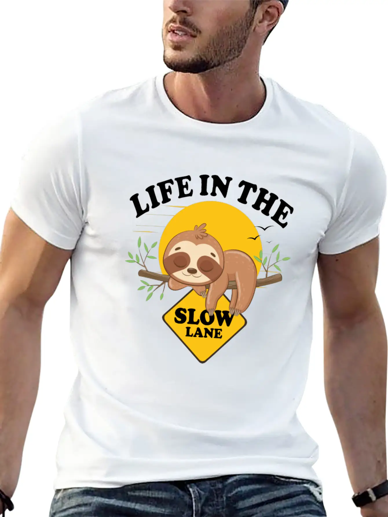 Sloth Life In The Slow Lane Funny Sloth Unisex Casual T-Shirt – Clean Design For Daily Comfort