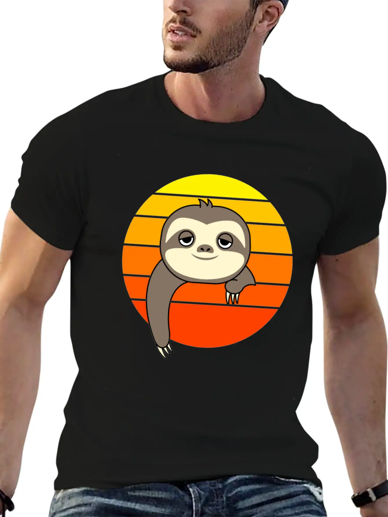 Sloth Sunset Casual Graphic T-Shirt – Simple And Comfortable Daily Wear