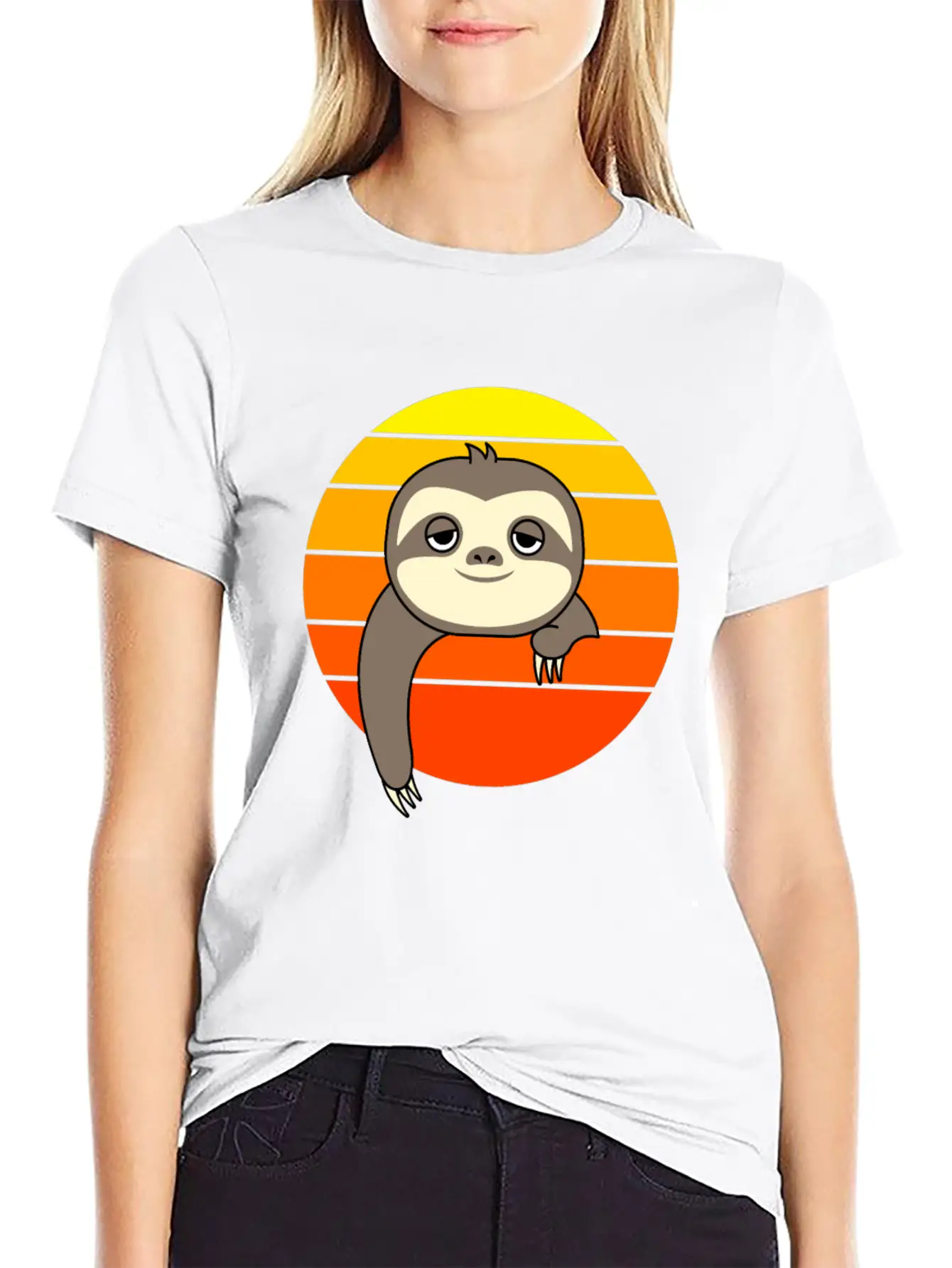 Sloth Sunset Casual Graphic T-Shirt – Simple And Comfortable Daily Wear