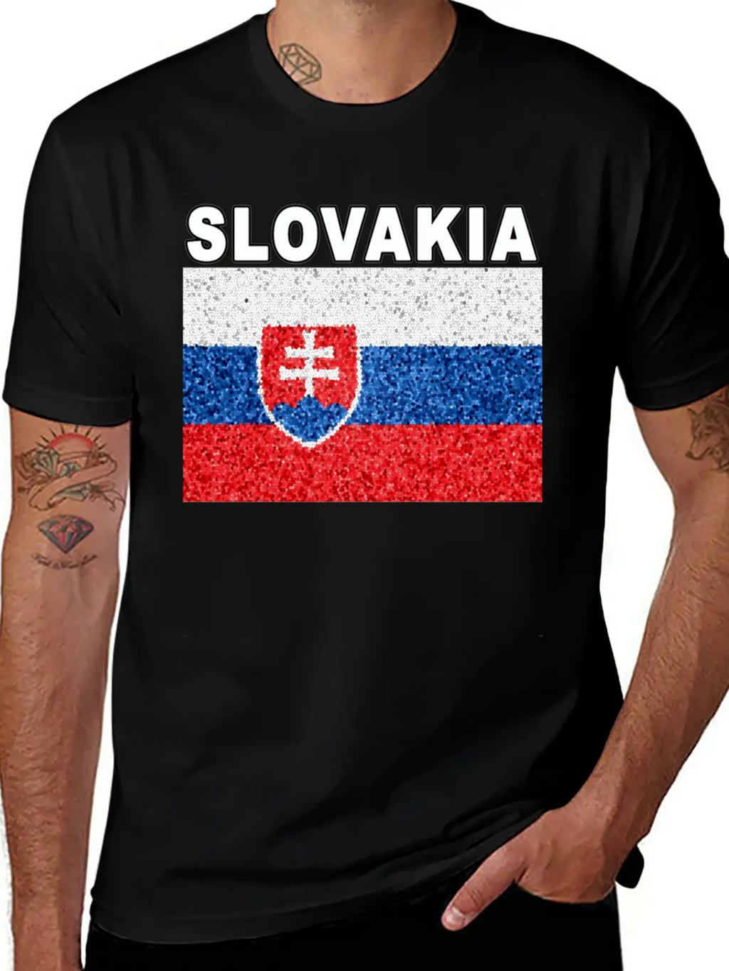 Slovakia Flag Stained Glass Effect Deluxe Unisex Short Sleeve Soft Cotton T-Shirt – Casual Everyday Wear