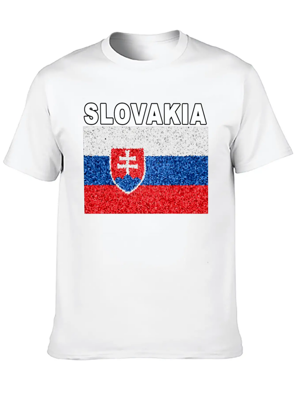 Slovakia Flag Stained Glass Effect Deluxe Unisex Short Sleeve Soft Cotton T-Shirt – Casual Everyday Wear