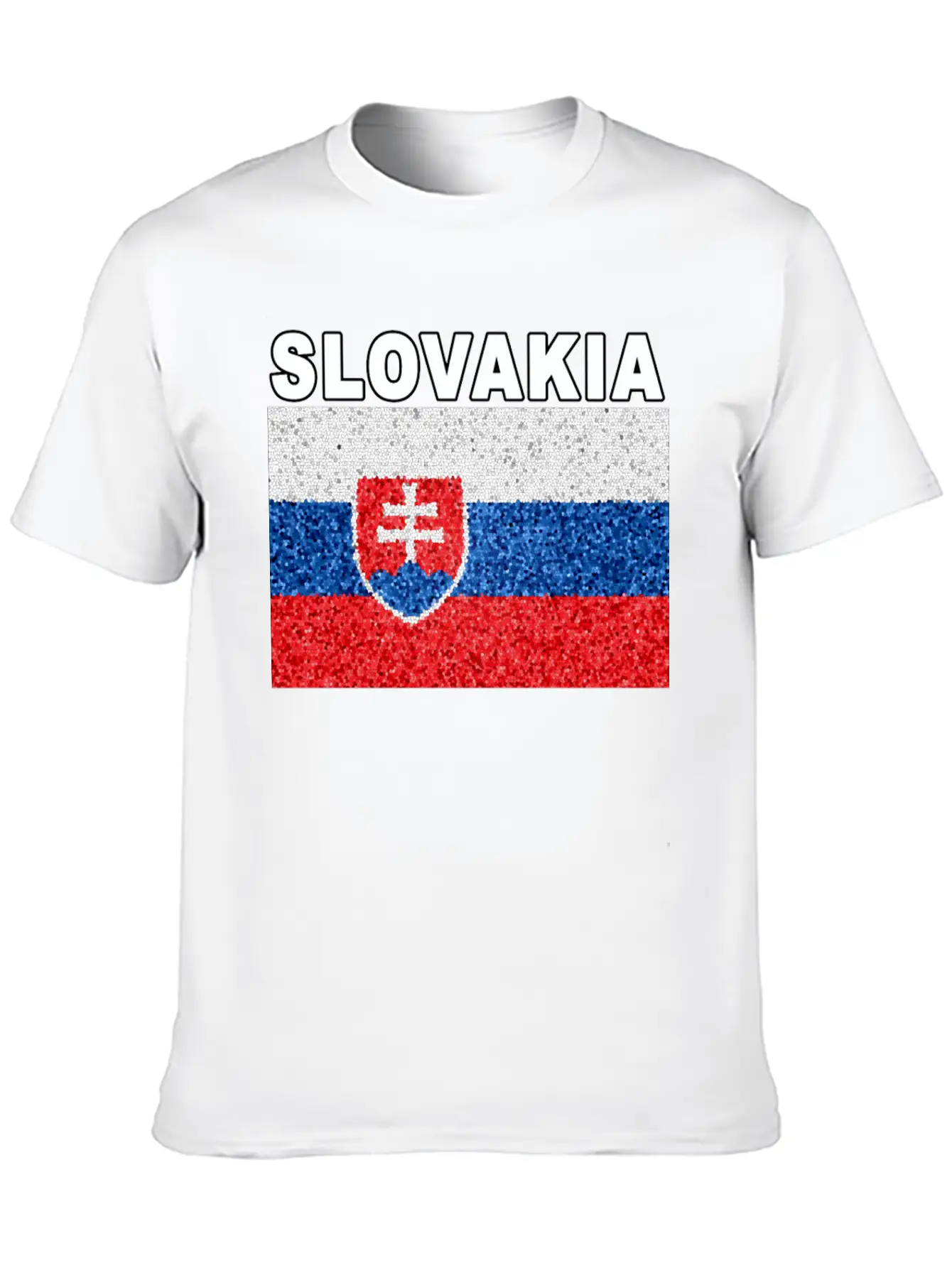 Slovakia Flag Stained Glass Effect Deluxe Unisex Short Sleeve Soft Cotton T-Shirt – Casual Everyday Wear