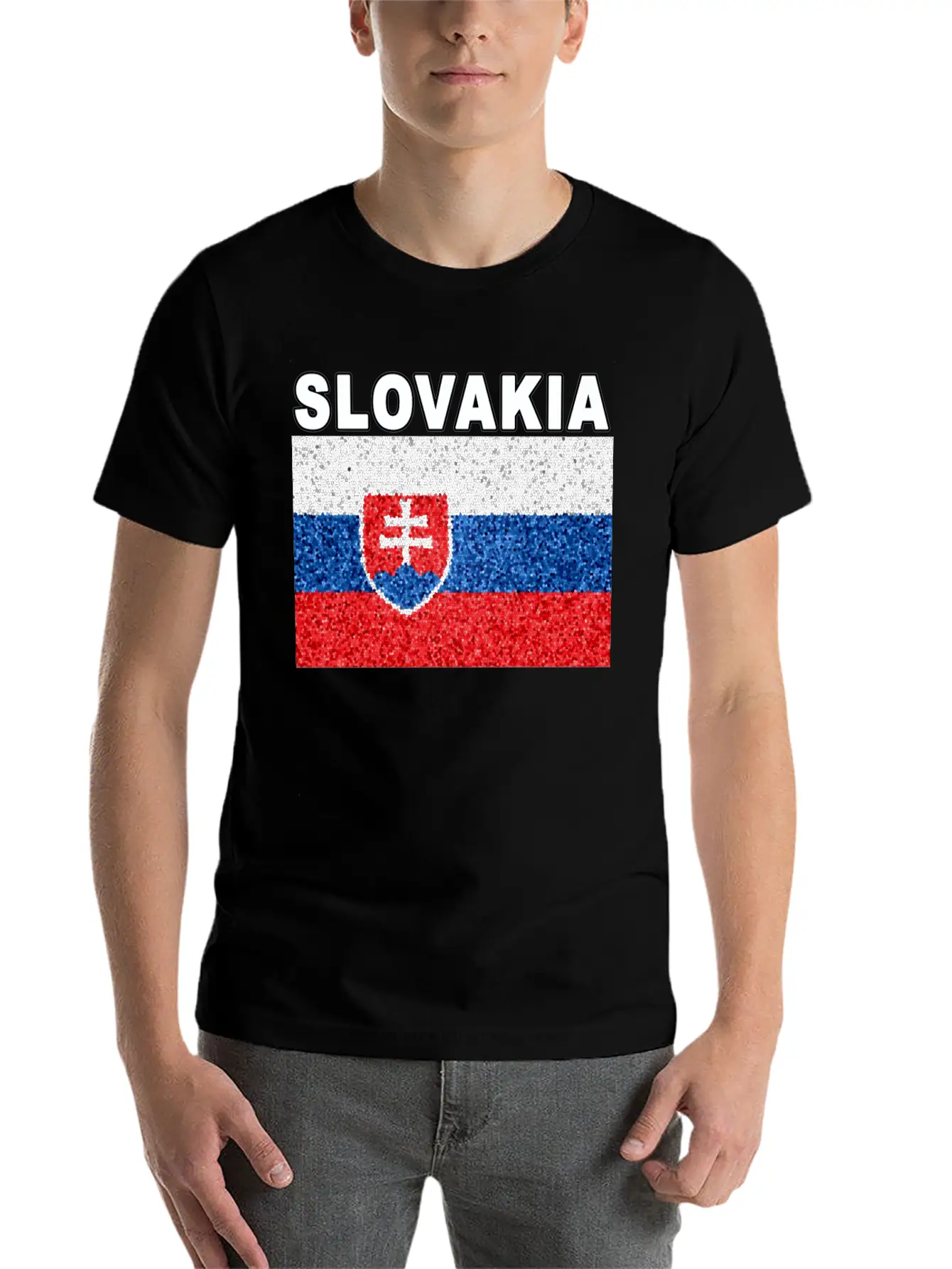 Slovakia Flag Stained Glass Effect Deluxe Unisex Short Sleeve Soft Cotton T-Shirt – Casual Everyday Wear