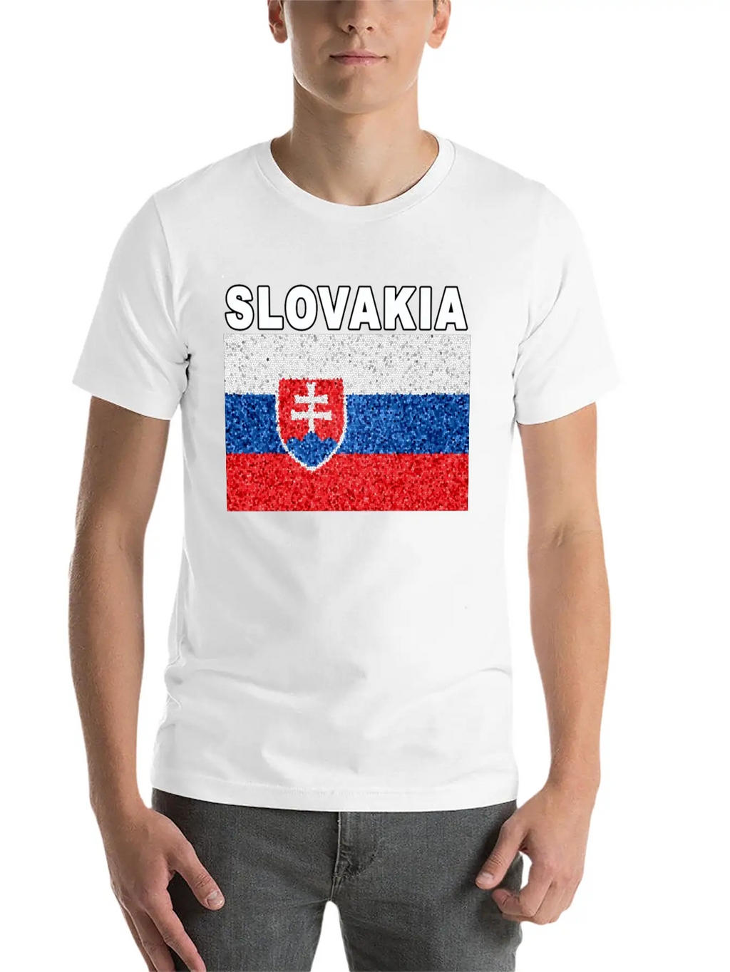 Slovakia Flag Stained Glass Effect Deluxe Unisex Short Sleeve Soft Cotton T-Shirt – Casual Everyday Wear