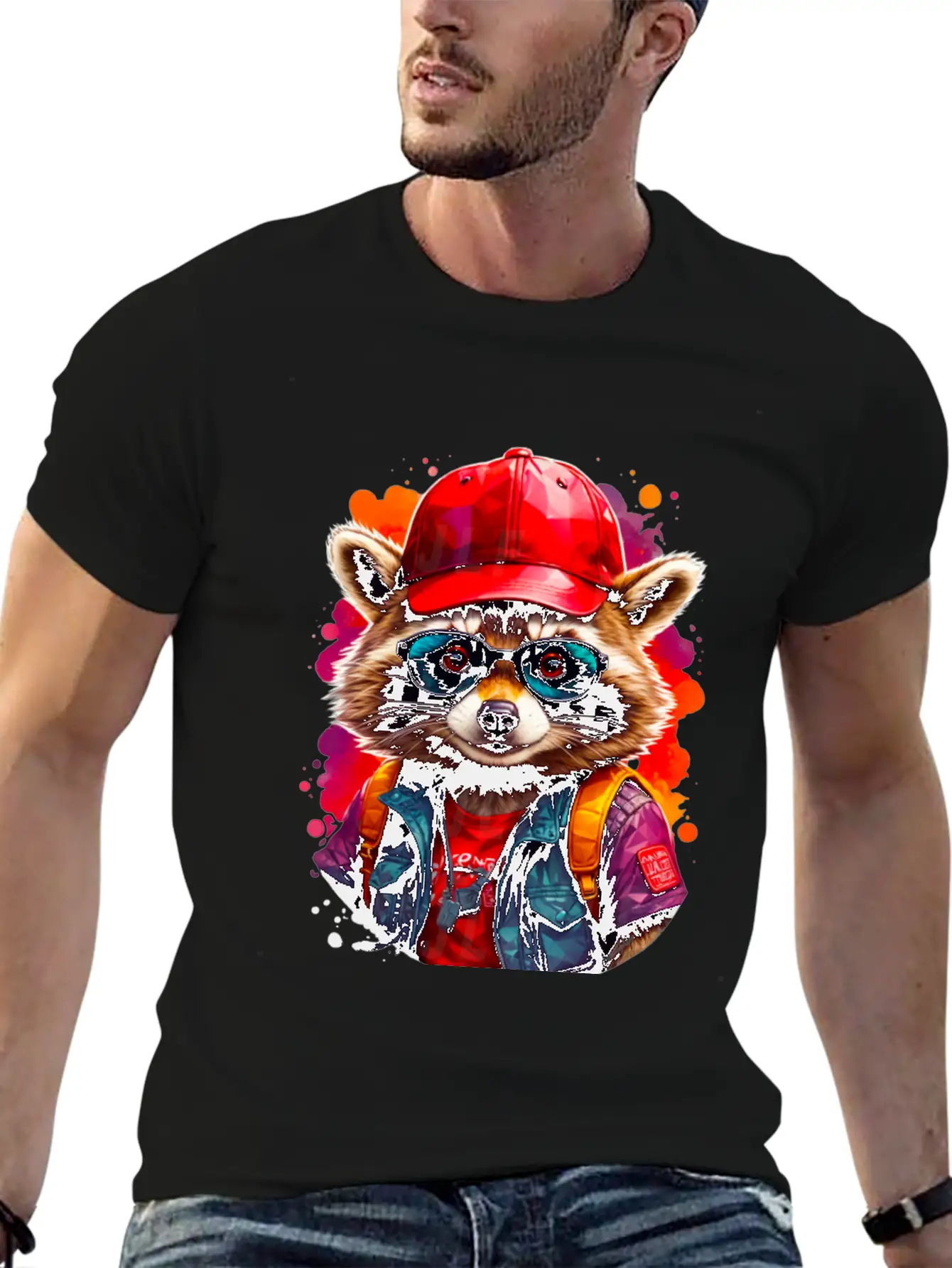 Sly Coach Rocko Raccoon Casual Graphic T-Shirt – Simple And Comfortable Daily Wear