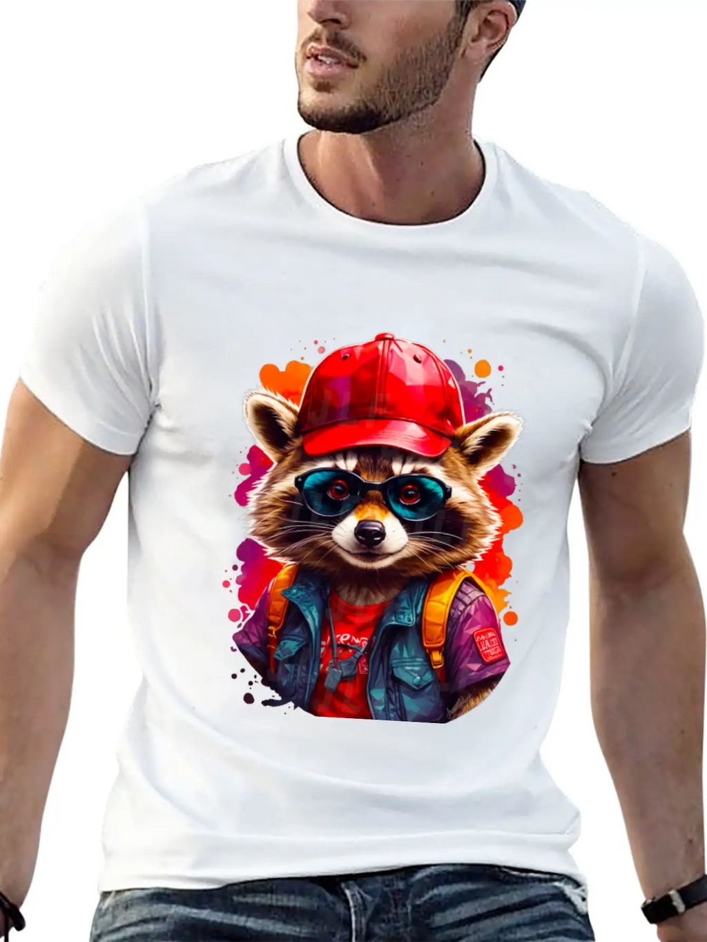 Sly Coach Rocko Raccoon Casual Graphic T-Shirt – Simple And Comfortable Daily Wear