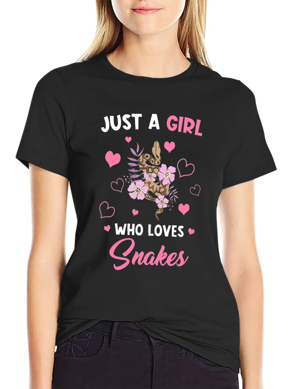 Snakes Just A Girl Who Loves Snakes Casual Graphic T-Shirt – Simple And Comfortable Daily Wear