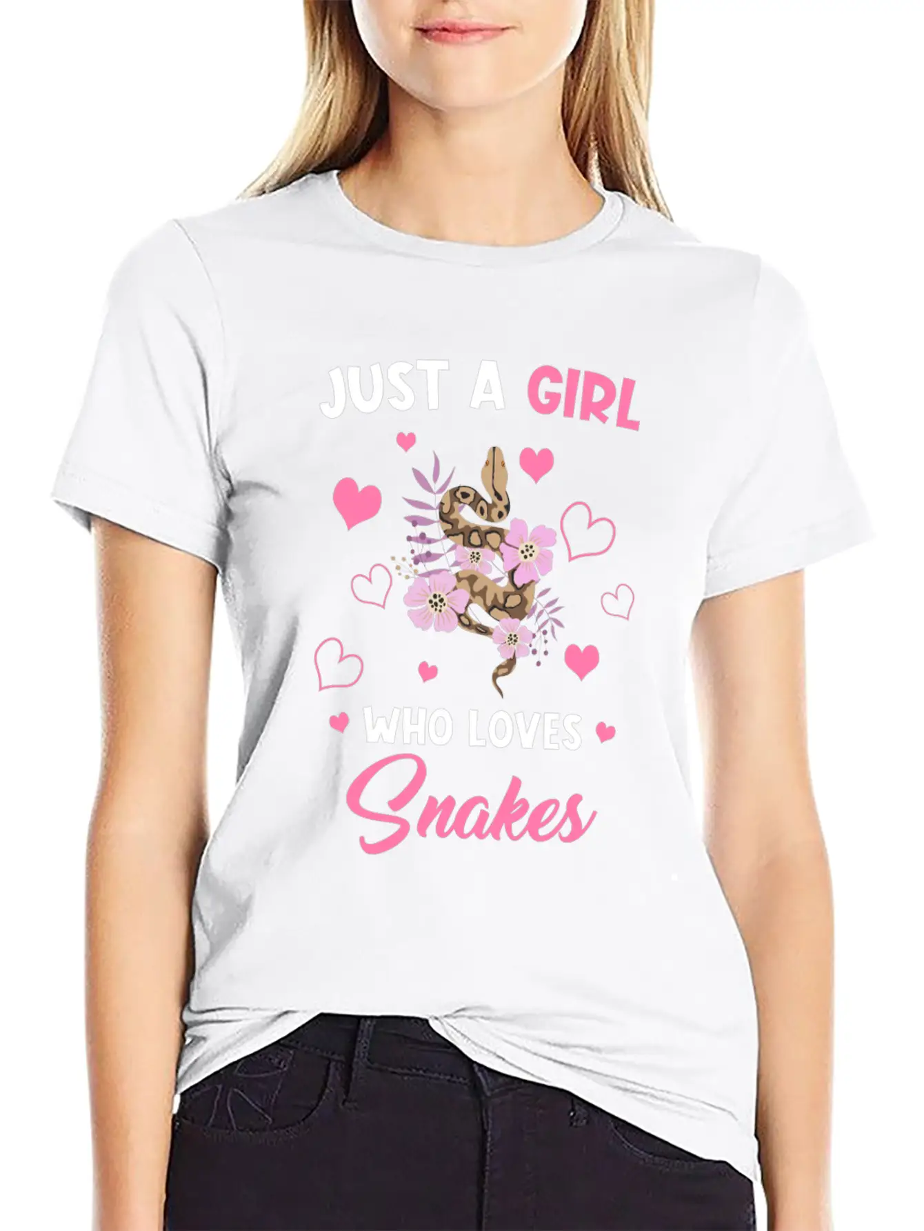 Snakes Just A Girl Who Loves Snakes Casual Graphic T-Shirt – Simple And Comfortable Daily Wear
