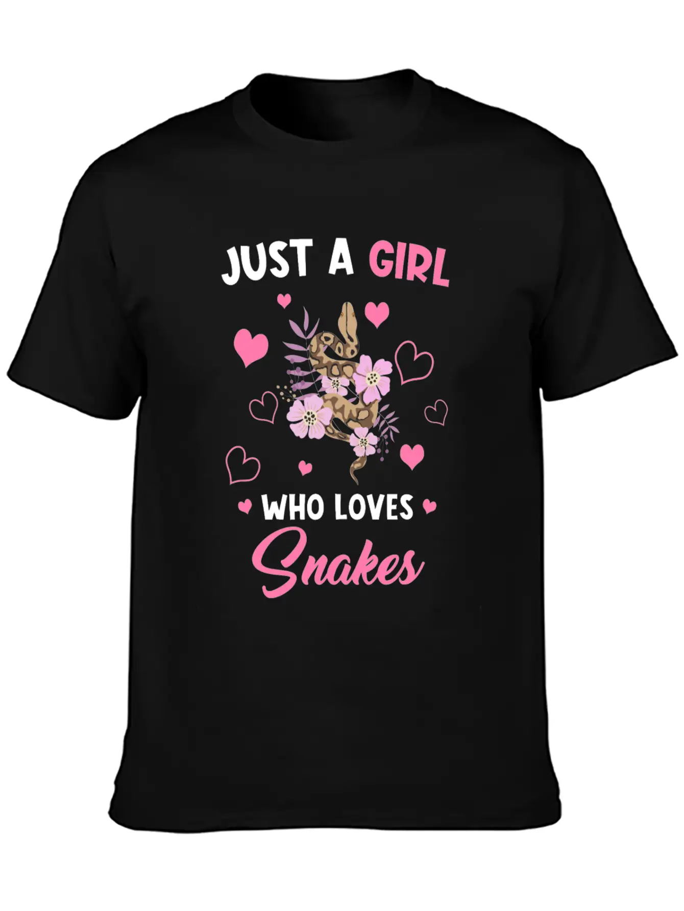 Snakes Just A Girl Who Loves Snakes Casual Graphic T-Shirt – Simple And Comfortable Daily Wear
