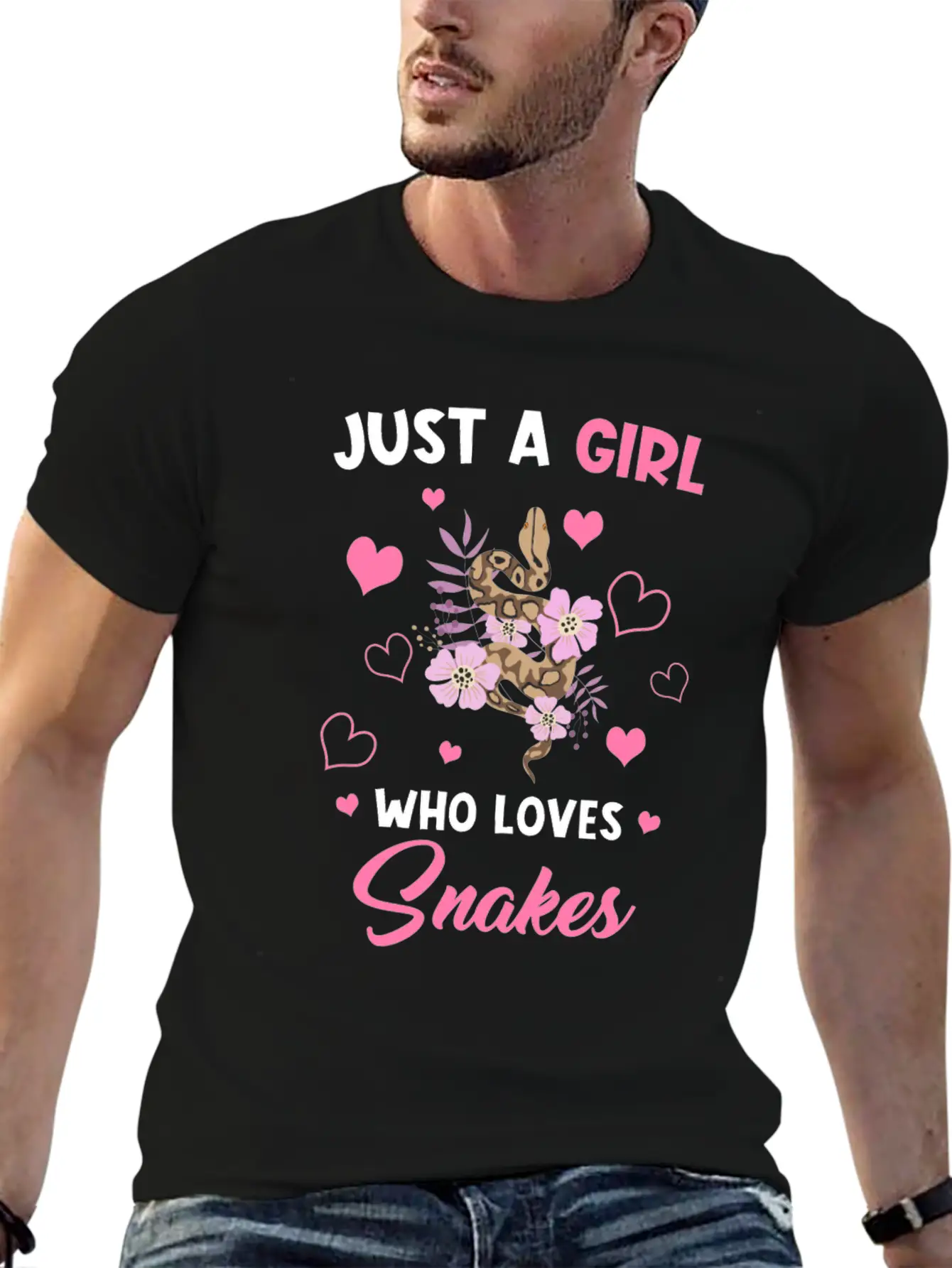 Snakes Just A Girl Who Loves Snakes Casual Graphic T-Shirt – Simple And Comfortable Daily Wear