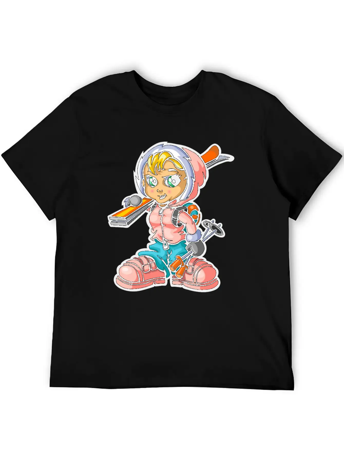 Snow Girl And Skis Unisex Casual T-Shirt – Clean Design For Daily Comfort