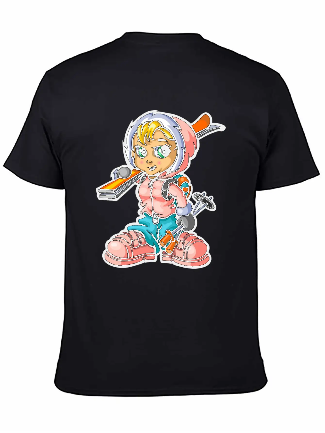 Snow Girl And Skis Unisex Casual T-Shirt – Clean Design For Daily Comfort