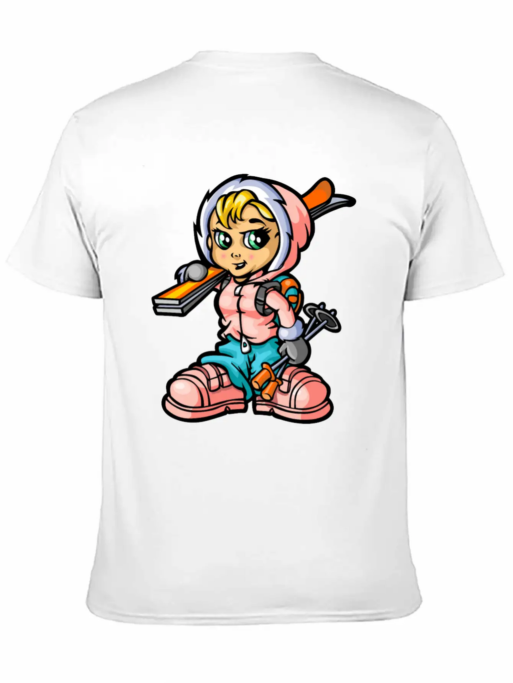 Snow Girl And Skis Unisex Casual T-Shirt – Clean Design For Daily Comfort