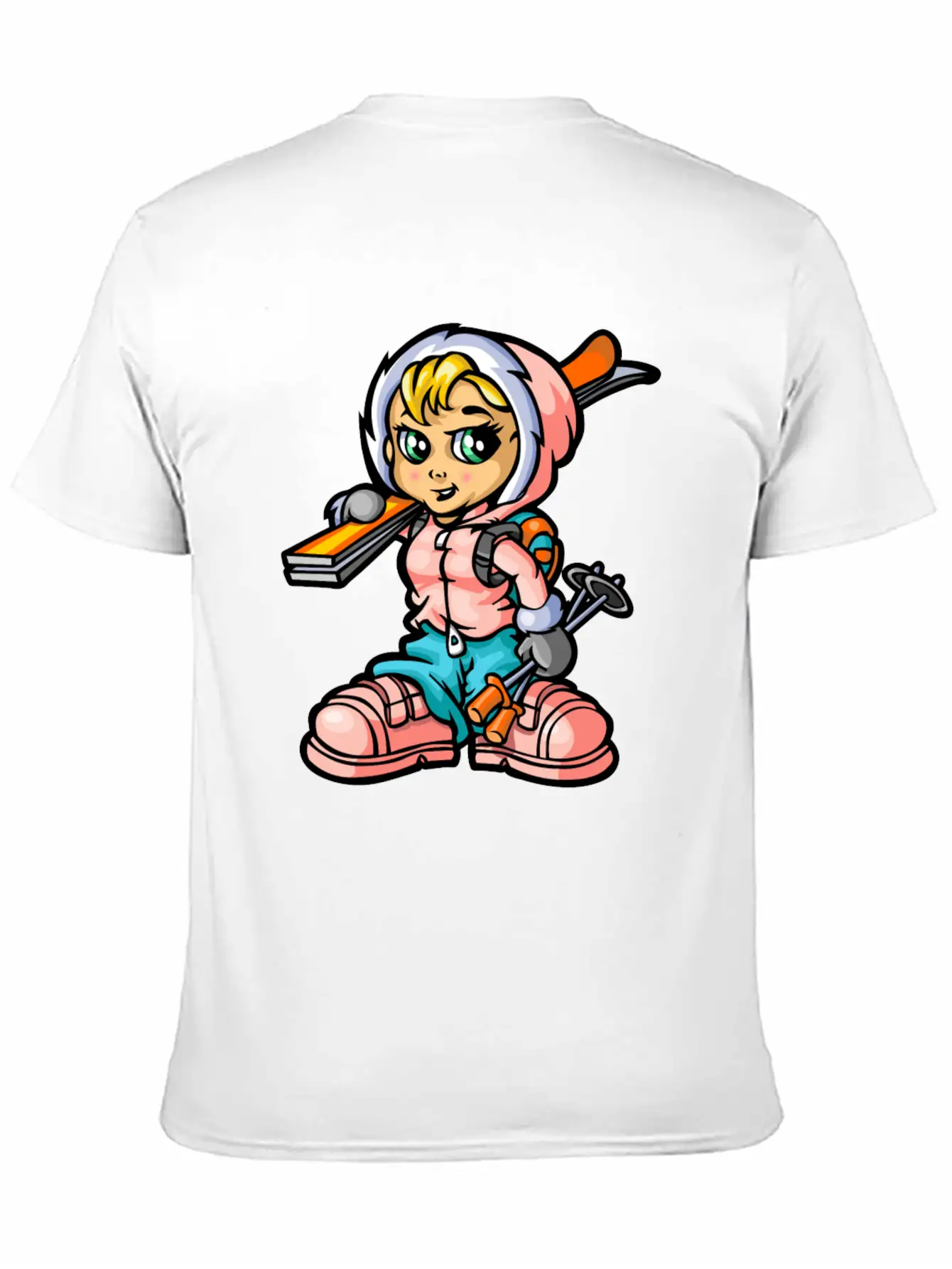 Snow Girl And Skis Unisex Casual T-Shirt – Clean Design For Daily Comfort