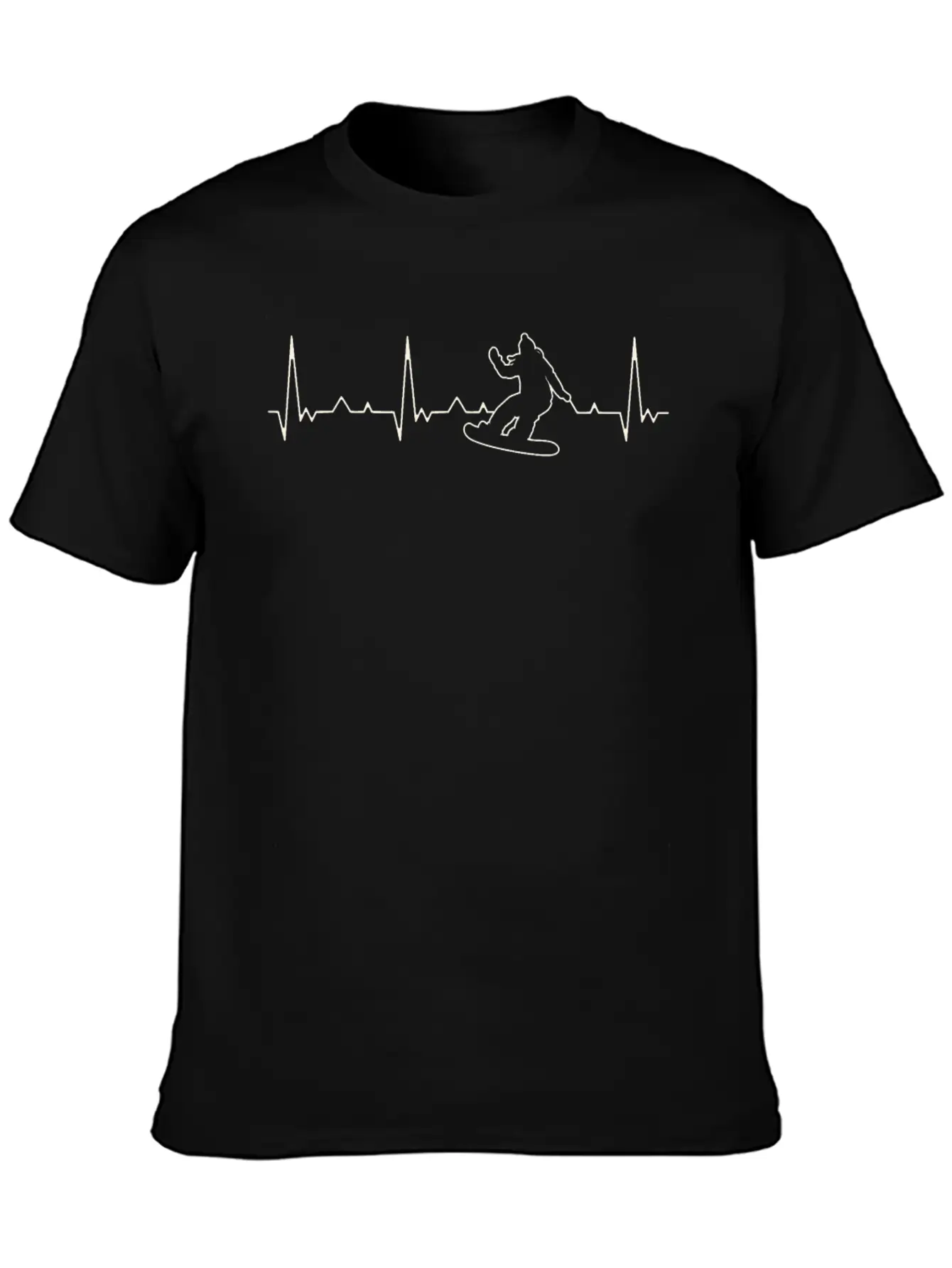 Snowboard Woman. Heart. Love. EKG. Pulse. Beat. Essential Cotton Tee For Daily Outfits – Unisex Style