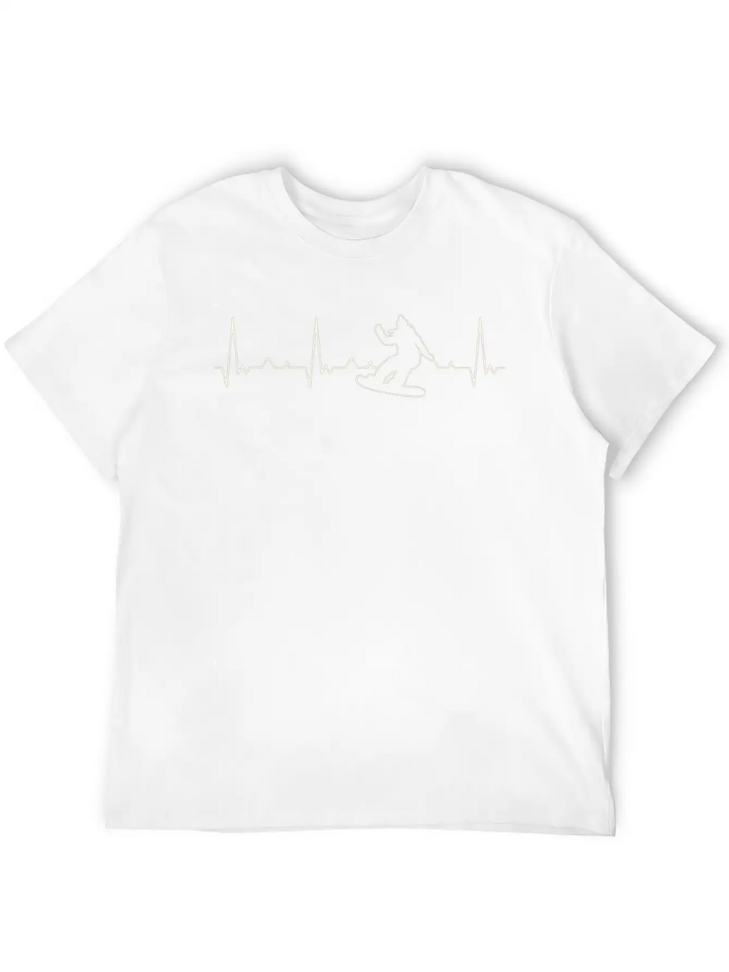 Snowboard Woman. Heart. Love. EKG. Pulse. Beat. Essential Cotton Tee For Daily Outfits – Unisex Style