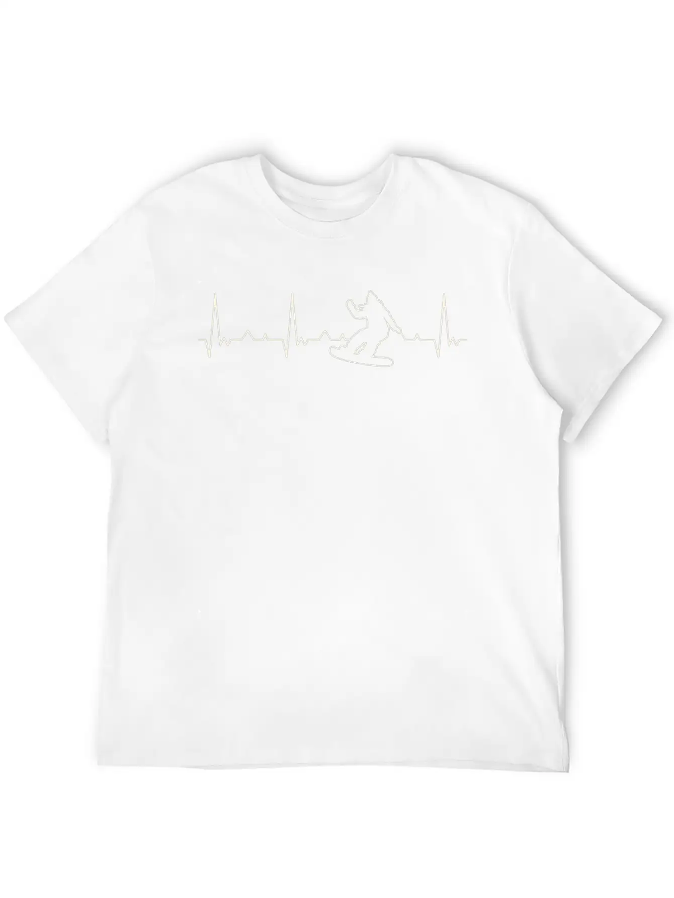 Snowboard Woman. Heart. Love. EKG. Pulse. Beat. Essential Cotton Tee For Daily Outfits – Unisex Style