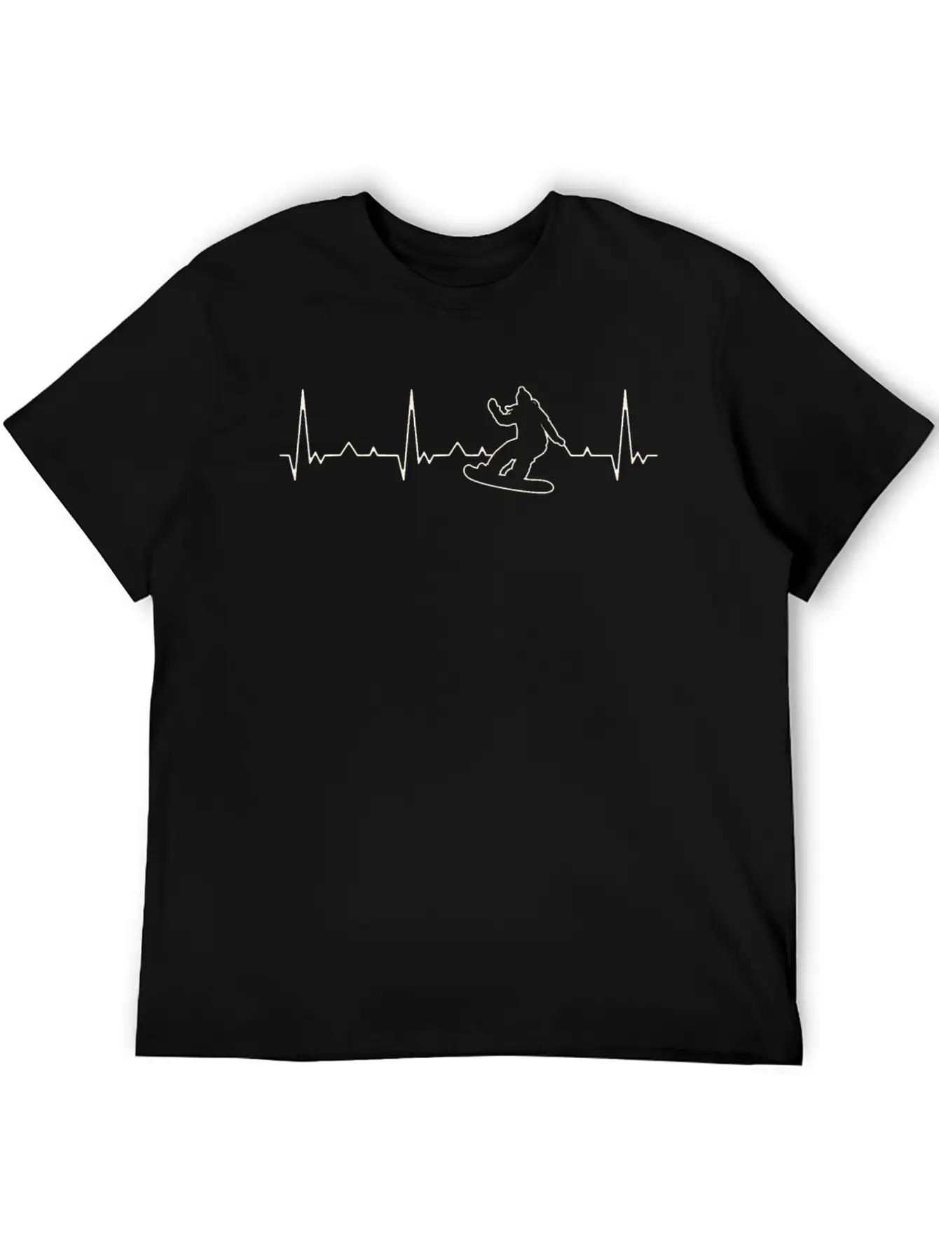 Snowboard Woman. Heart. Love. EKG. Pulse. Beat. Essential Cotton Tee For Daily Outfits – Unisex Style