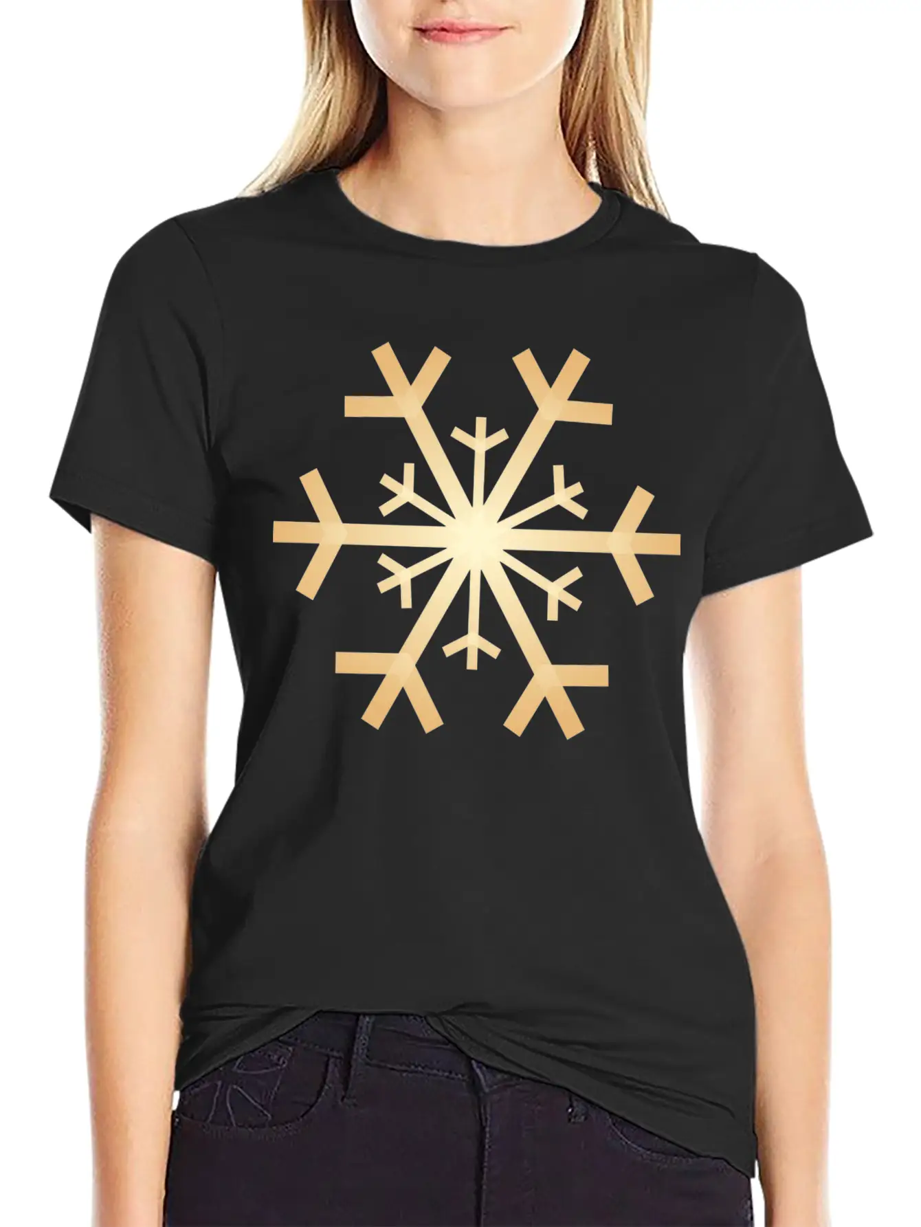 Snowflake GoldeMerry X-mas Giftidea Winter Essential Cotton Tee For Daily Outfits – Unisex Style