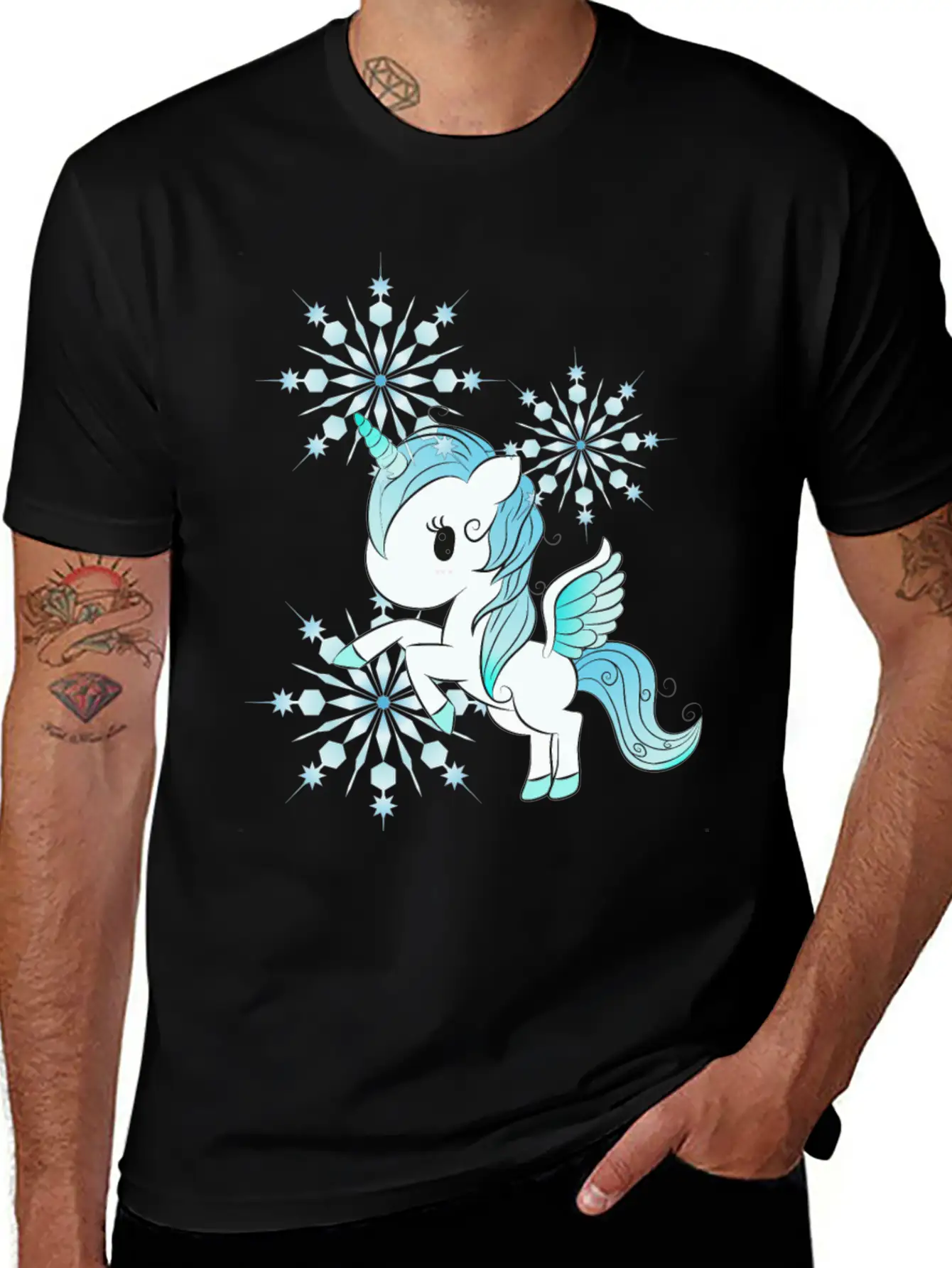 Snowflake Unicorn Unisex Casual T-Shirt – Clean Design For Daily Comfort