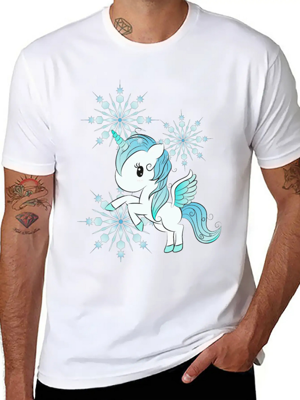 Snowflake Unicorn Unisex Casual T-Shirt – Clean Design For Daily Comfort