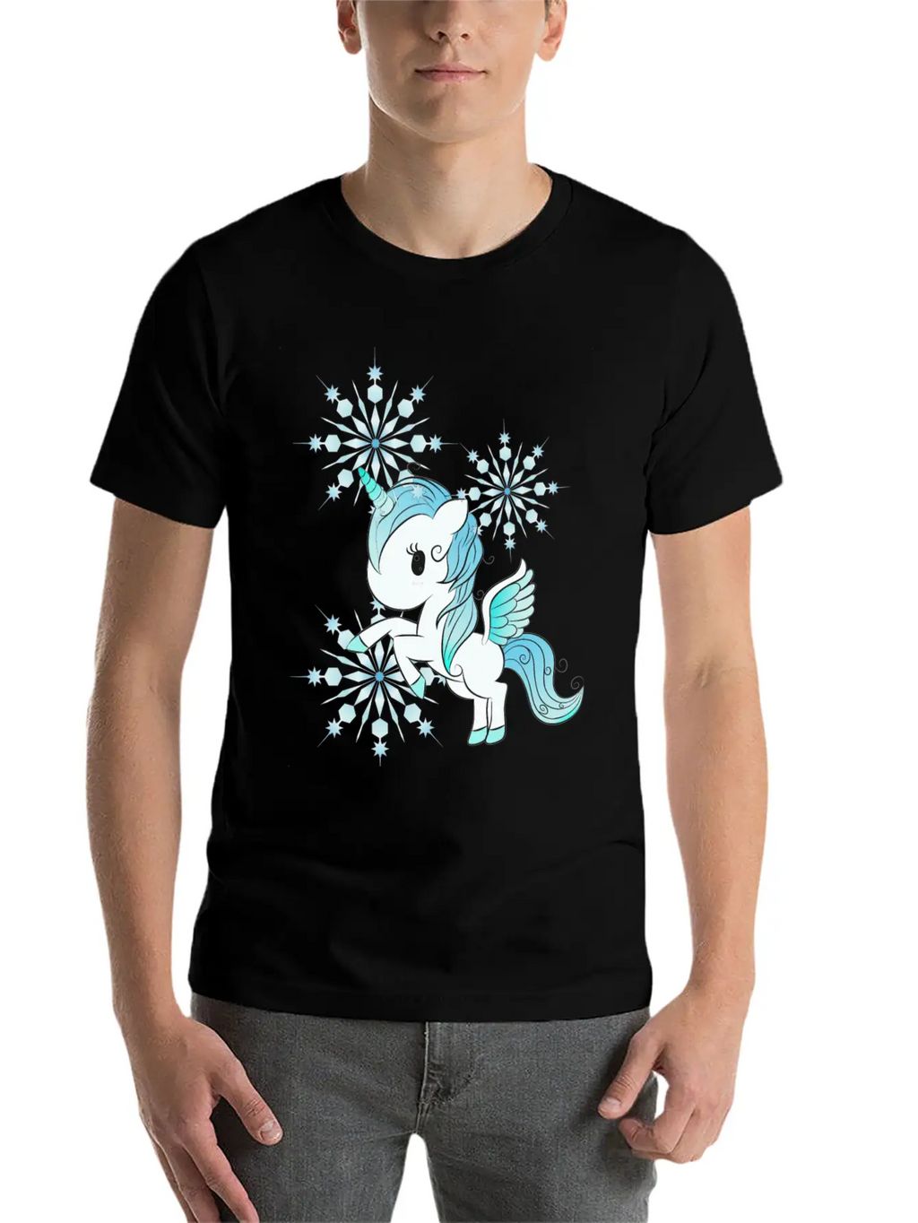 Snowflake Unicorn Unisex Casual T-Shirt – Clean Design For Daily Comfort