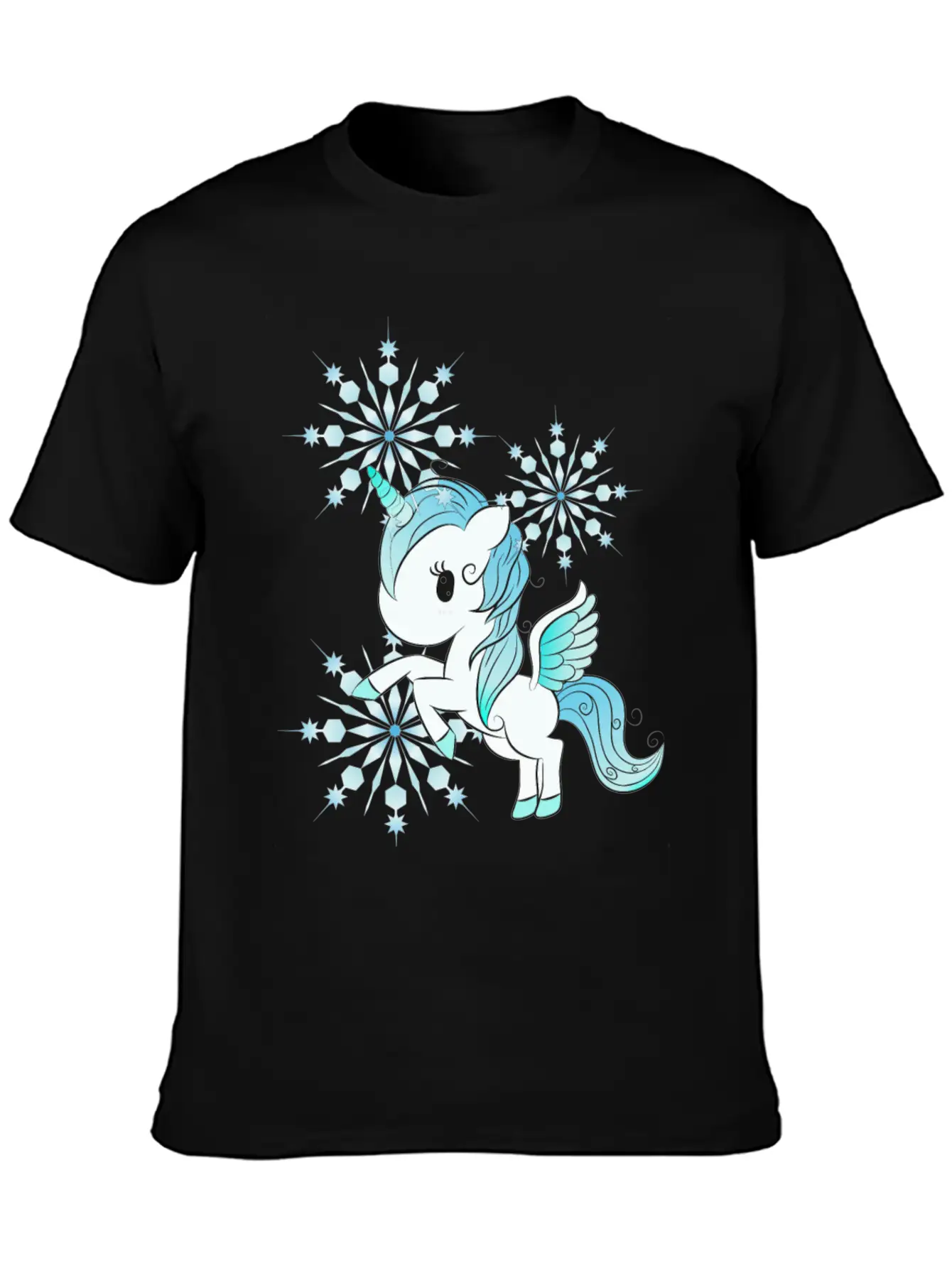 Snowflake Unicorn Unisex Casual T-Shirt – Clean Design For Daily Comfort