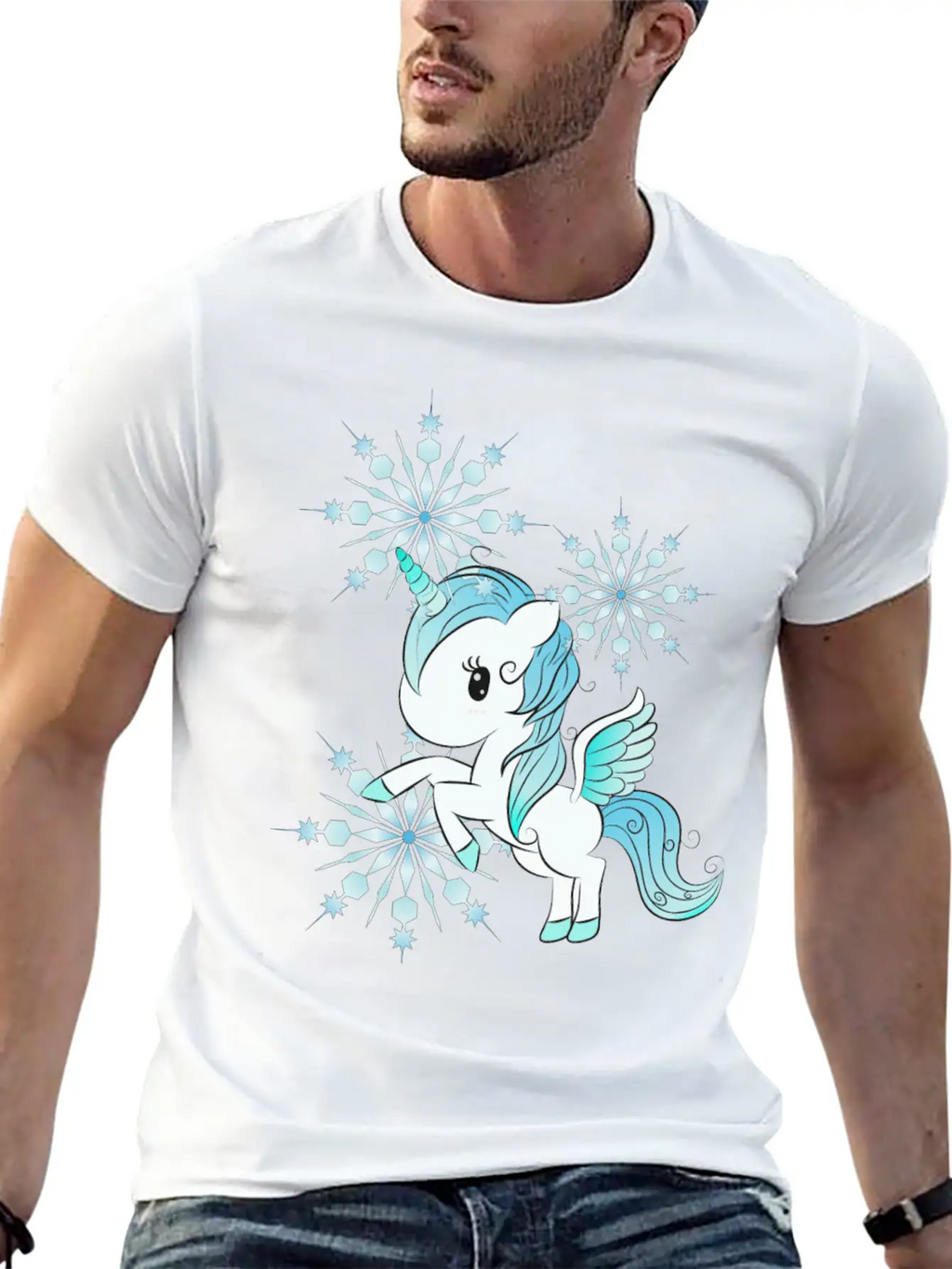Snowflake Unicorn Unisex Casual T-Shirt – Clean Design For Daily Comfort
