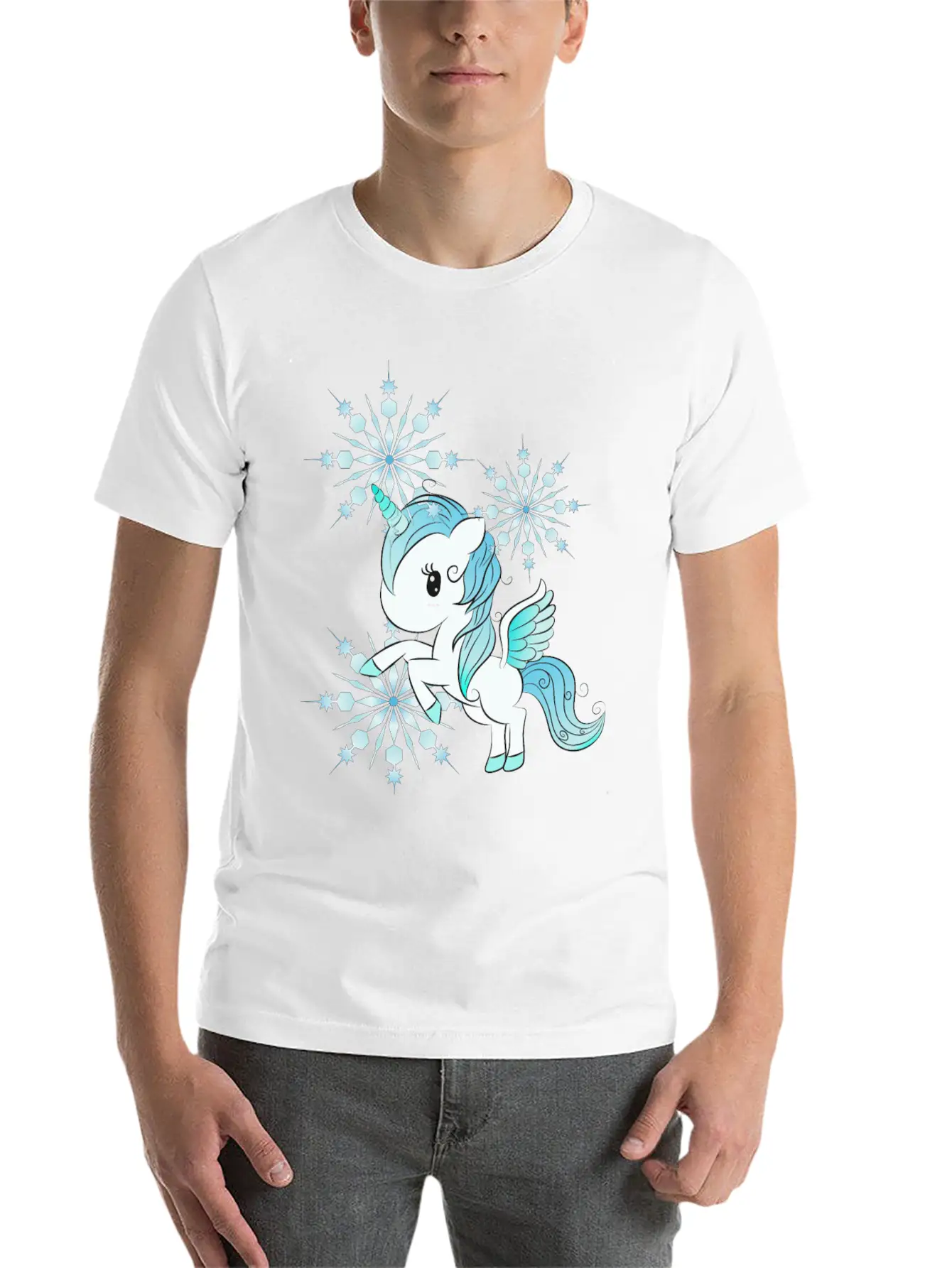 Snowflake Unicorn Unisex Casual T-Shirt – Clean Design For Daily Comfort