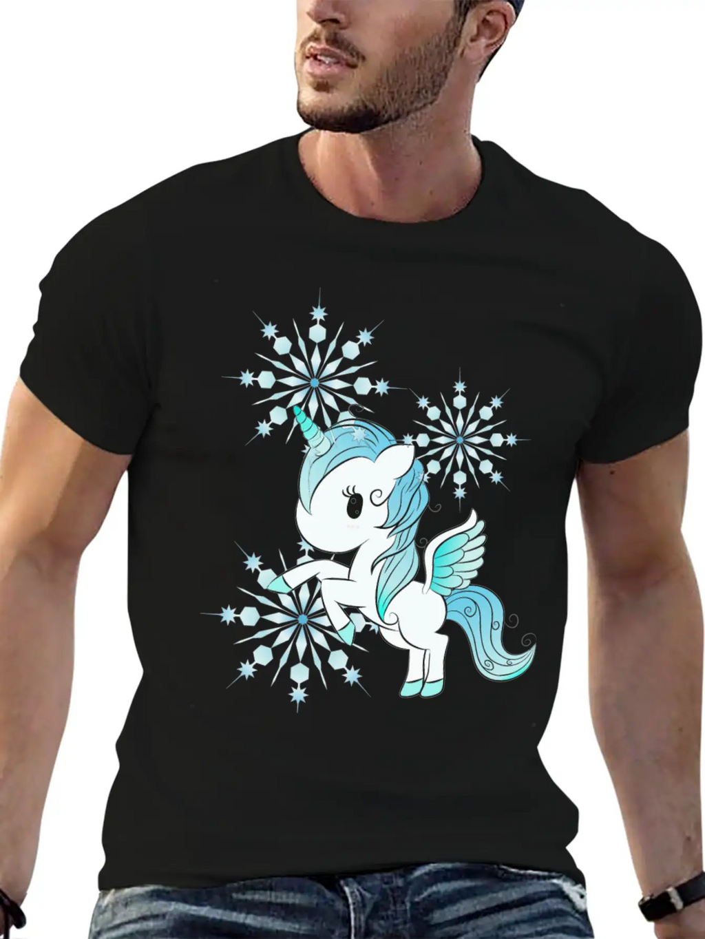 Snowflake Unicorn Unisex Casual T-Shirt – Clean Design For Daily Comfort