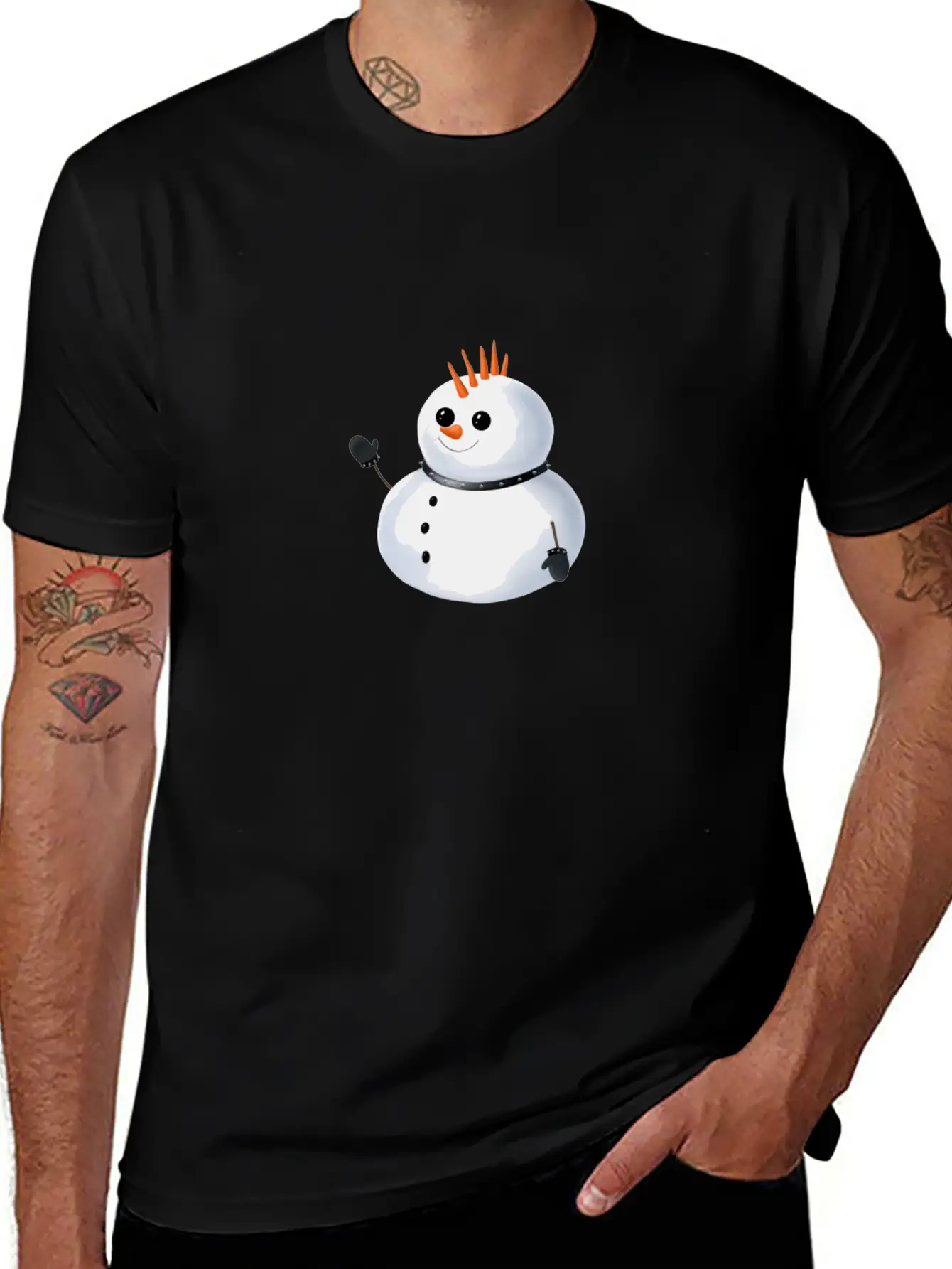 Snowman - Punk Unisex Short Sleeve Soft Cotton T-Shirt – Casual Everyday Wear