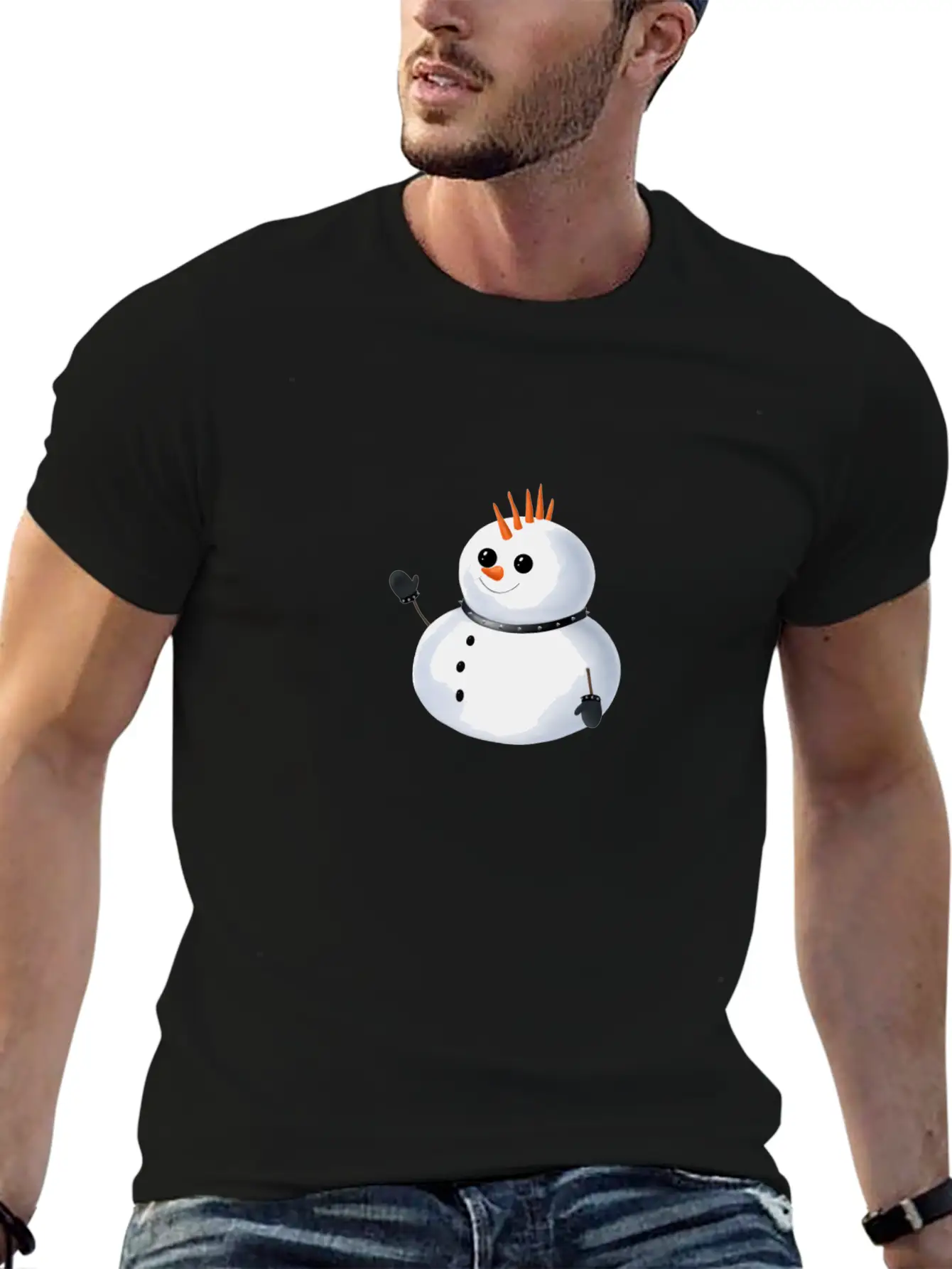 Snowman - Punk Unisex Short Sleeve Soft Cotton T-Shirt – Casual Everyday Wear