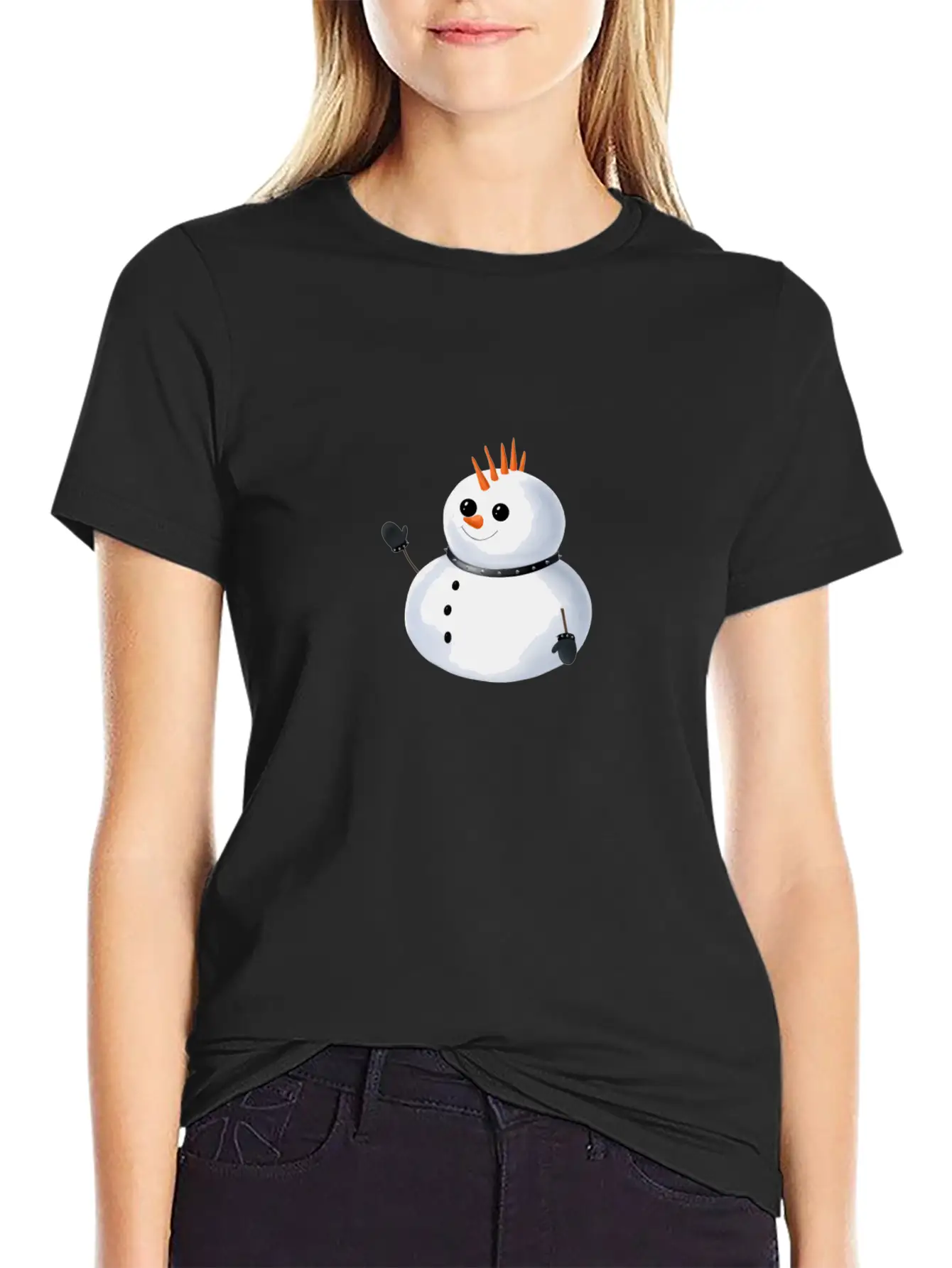 Snowman - Punk Unisex Short Sleeve Soft Cotton T-Shirt – Casual Everyday Wear