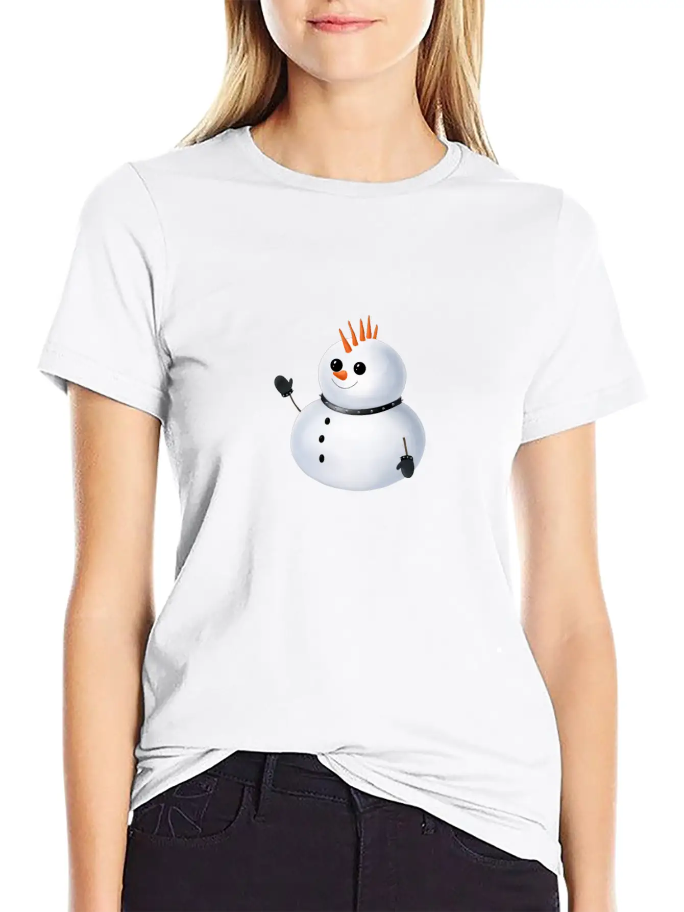 Snowman - Punk Unisex Short Sleeve Soft Cotton T-Shirt – Casual Everyday Wear