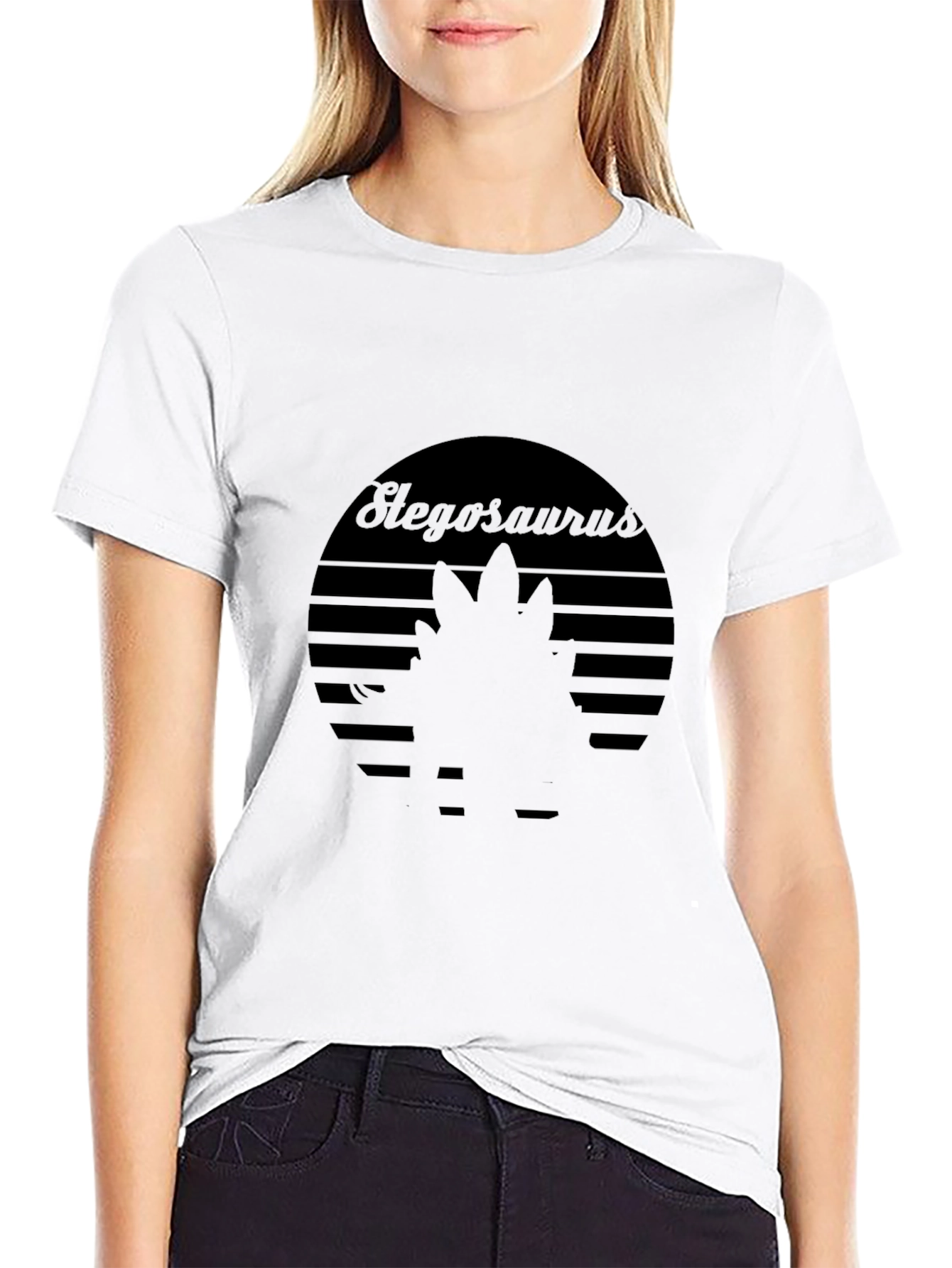 Stegosaurus Sunset Graphic Tee - Retro Dinosaur T-Shirt