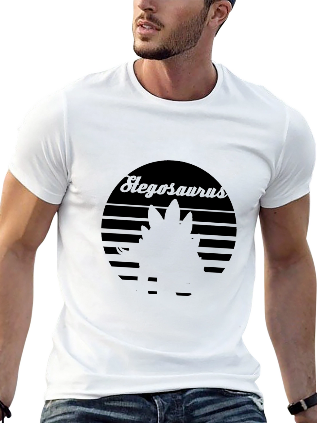 Stegosaurus Sunset Graphic Tee - Retro Dinosaur T-Shirt